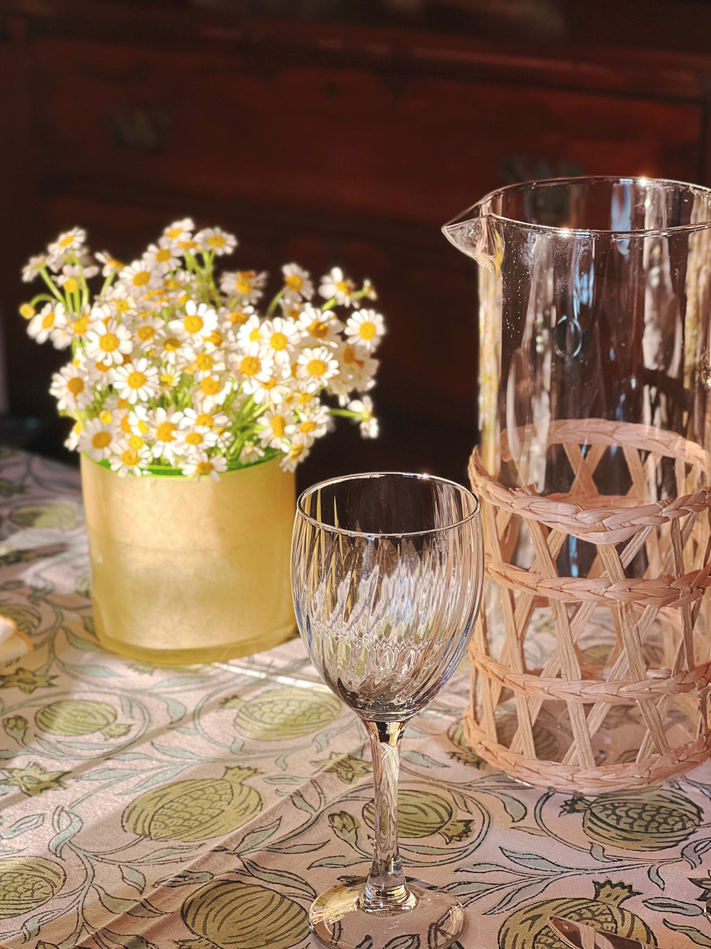 Raffia Wrapped Glass Pitcher