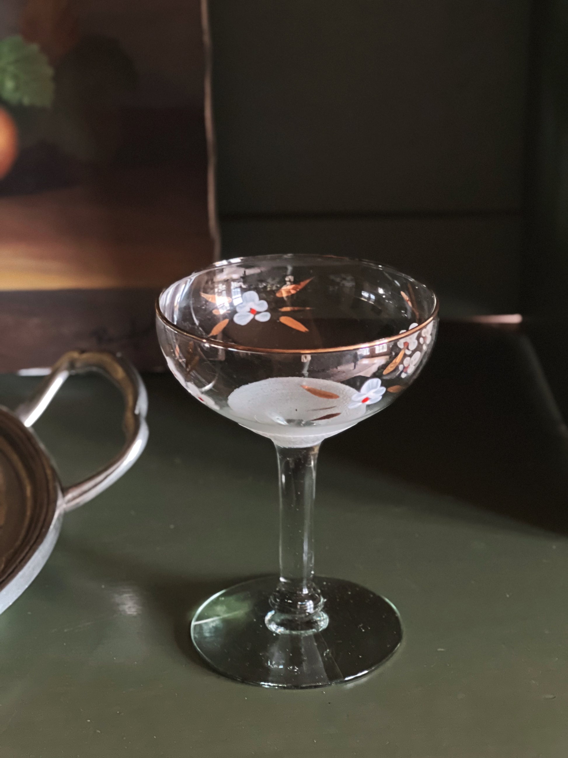 Vintage Set of 4 Hand Painted Champagne Coupes