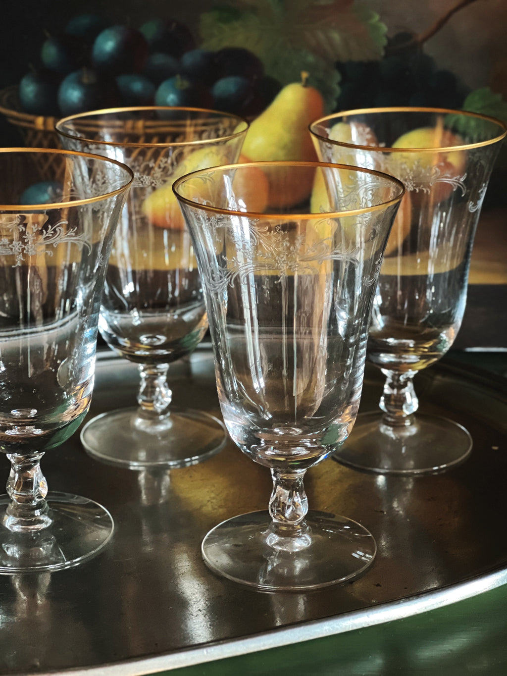 Vintage Fostoria Golden Lace Iced Tea Glass