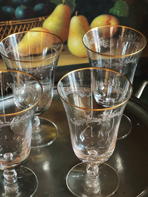 Vintage Fostoria Golden Lace Iced Tea Glass