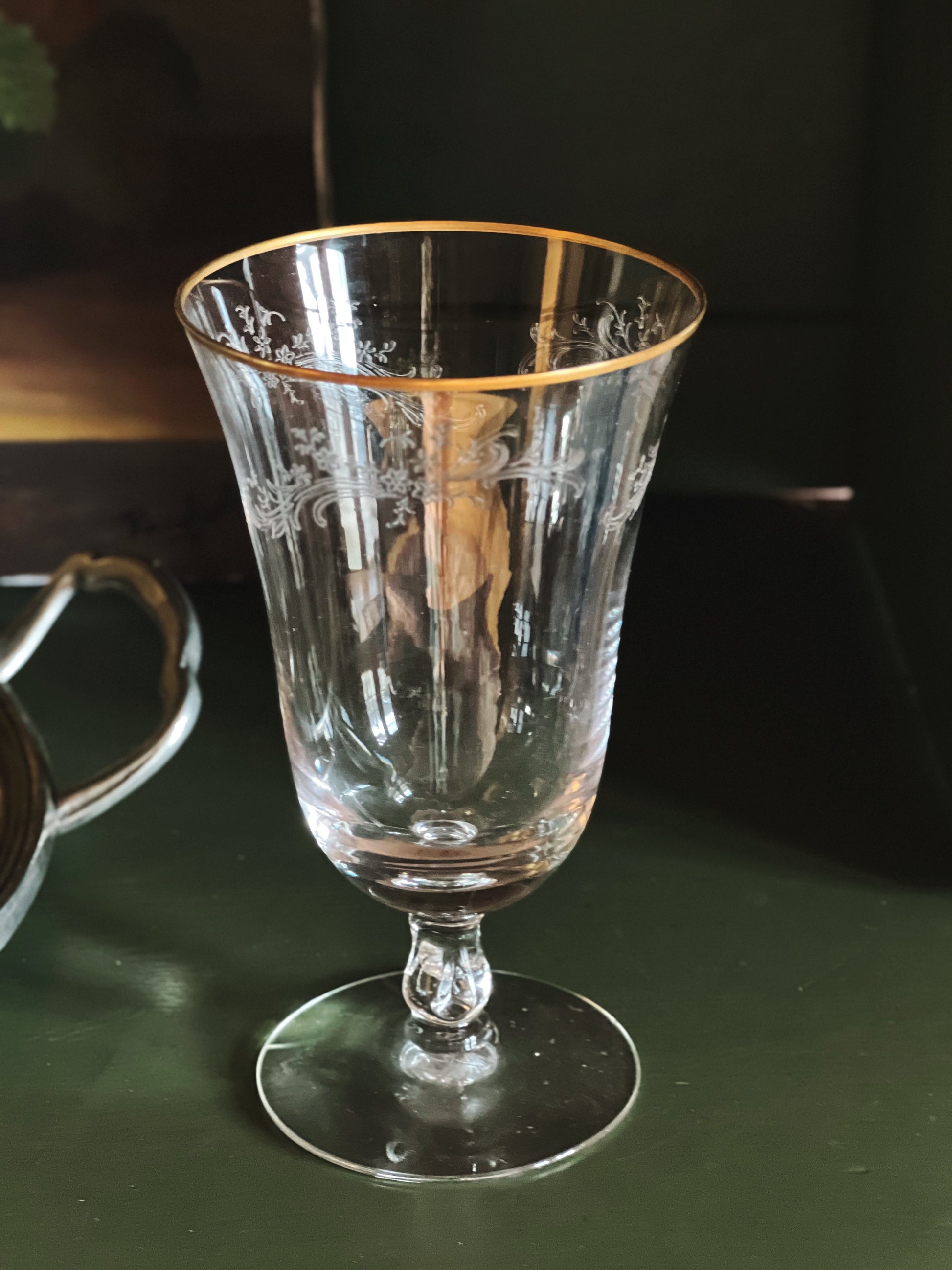 Vintage Fostoria Golden Lace Iced Tea Glass