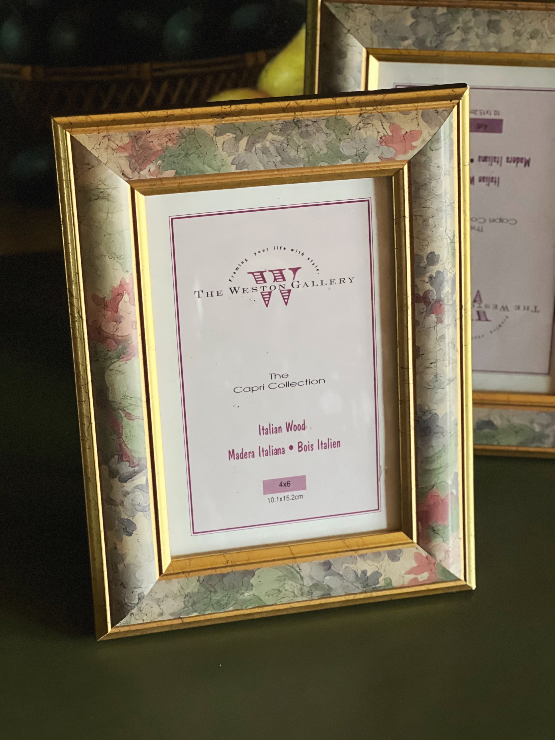 Pair of Vintage Italian Wood 4x6 Photo Frames