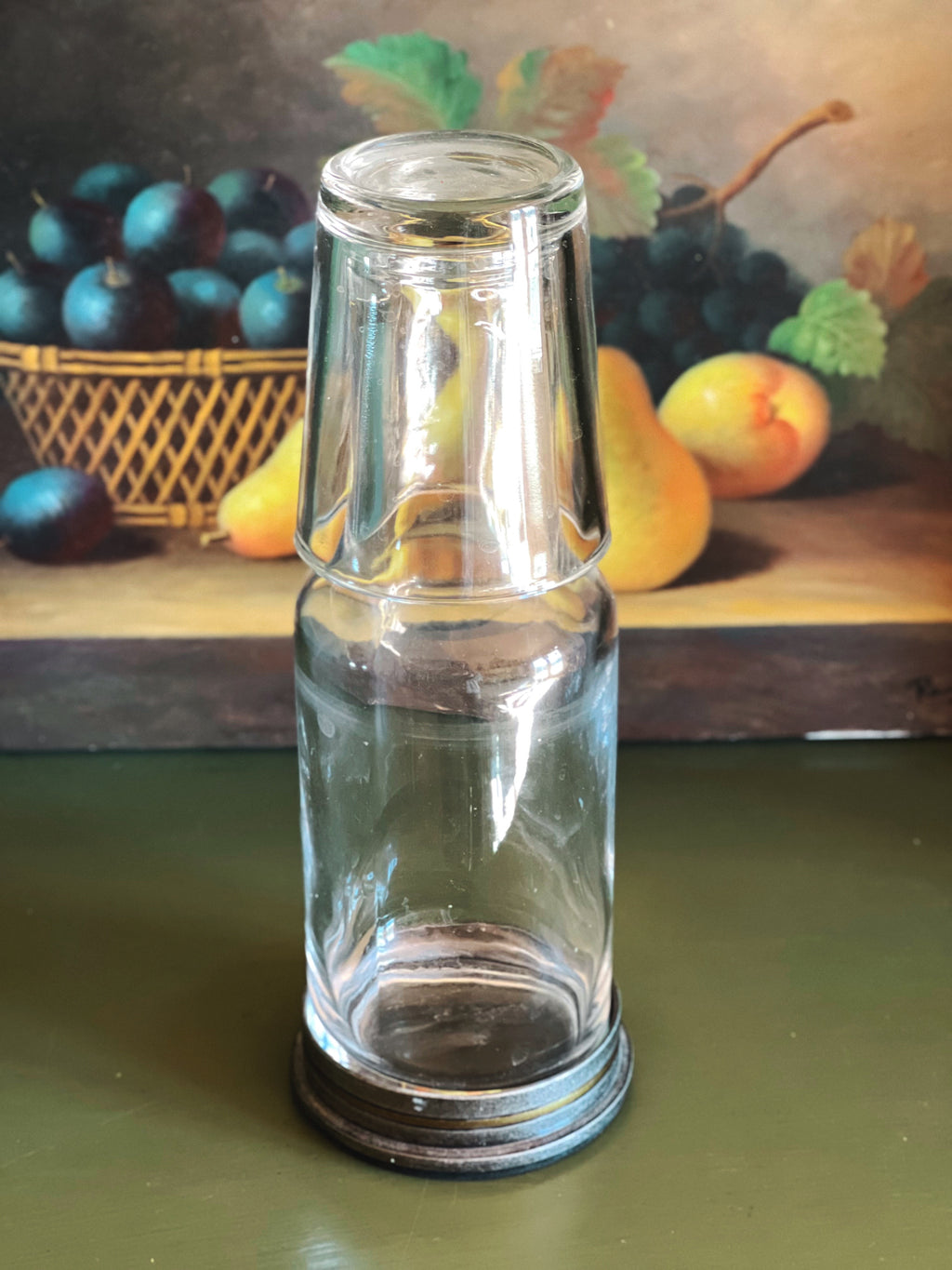 Vintage Silver & Glass Bedside Carafe and Tumbler Set