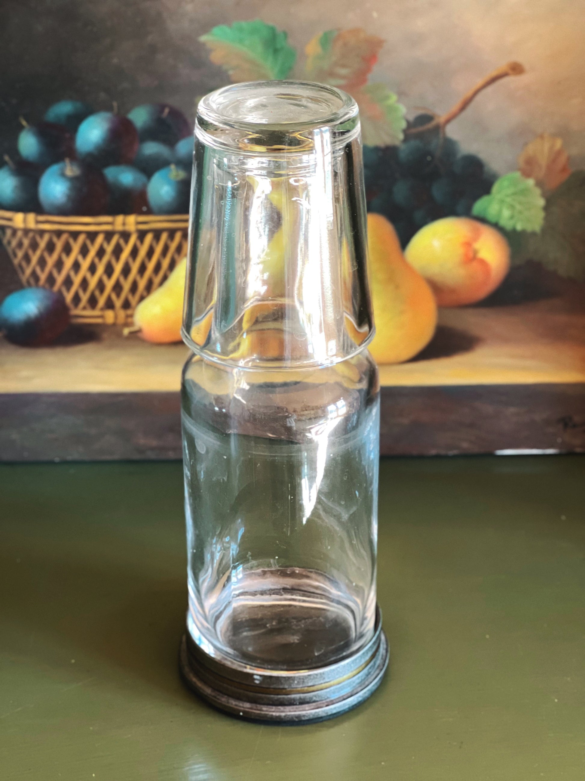 Vintage Silver & Glass Bedside Carafe and Tumbler Set