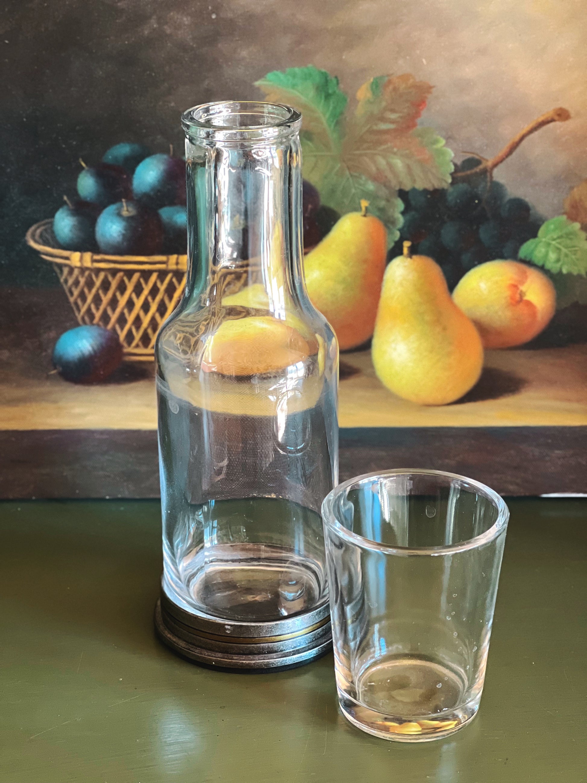 Vintage Silver & Glass Bedside Carafe and Tumbler Set