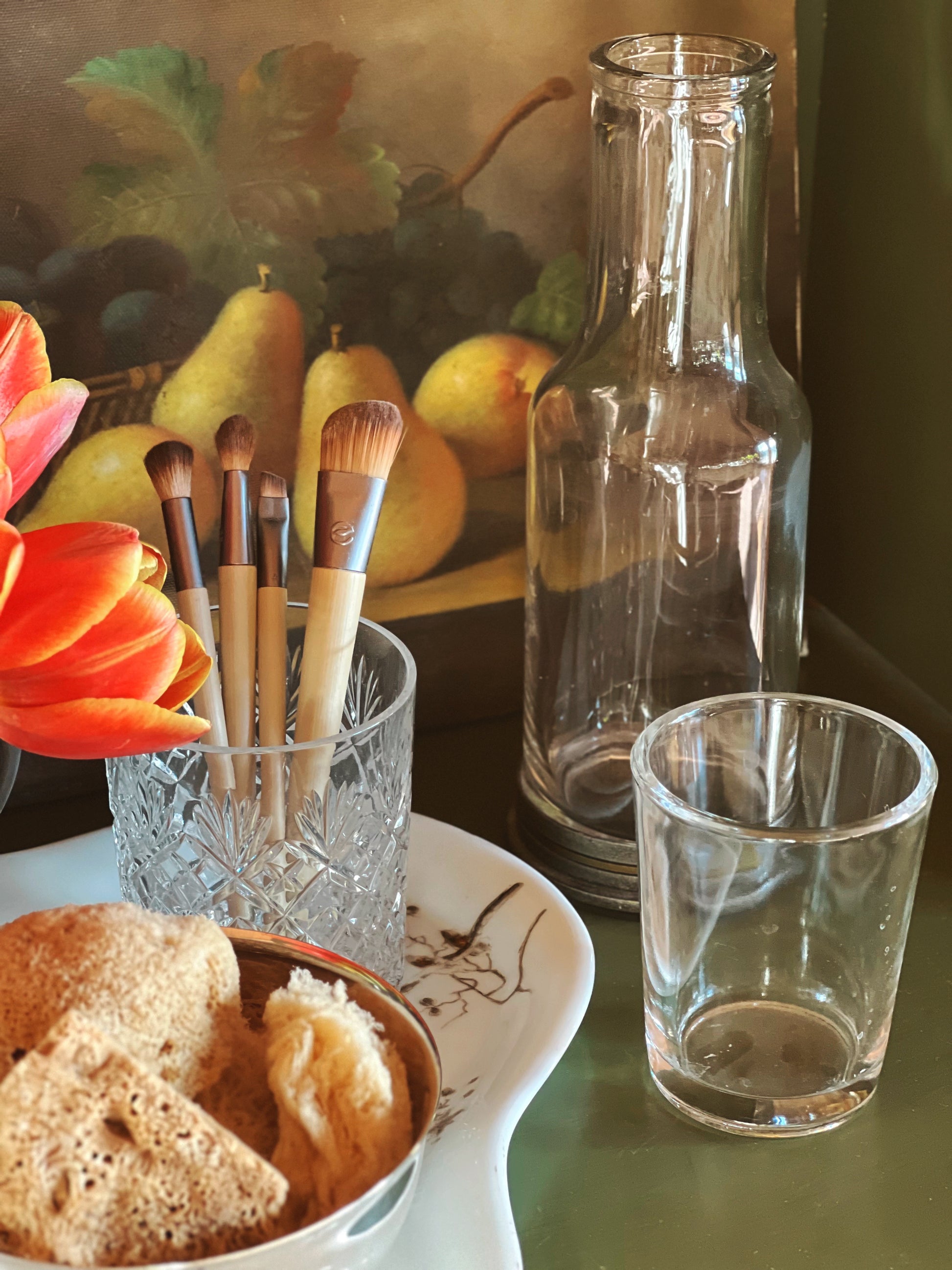 Vintage Silver & Glass Bedside Carafe and Tumbler Set