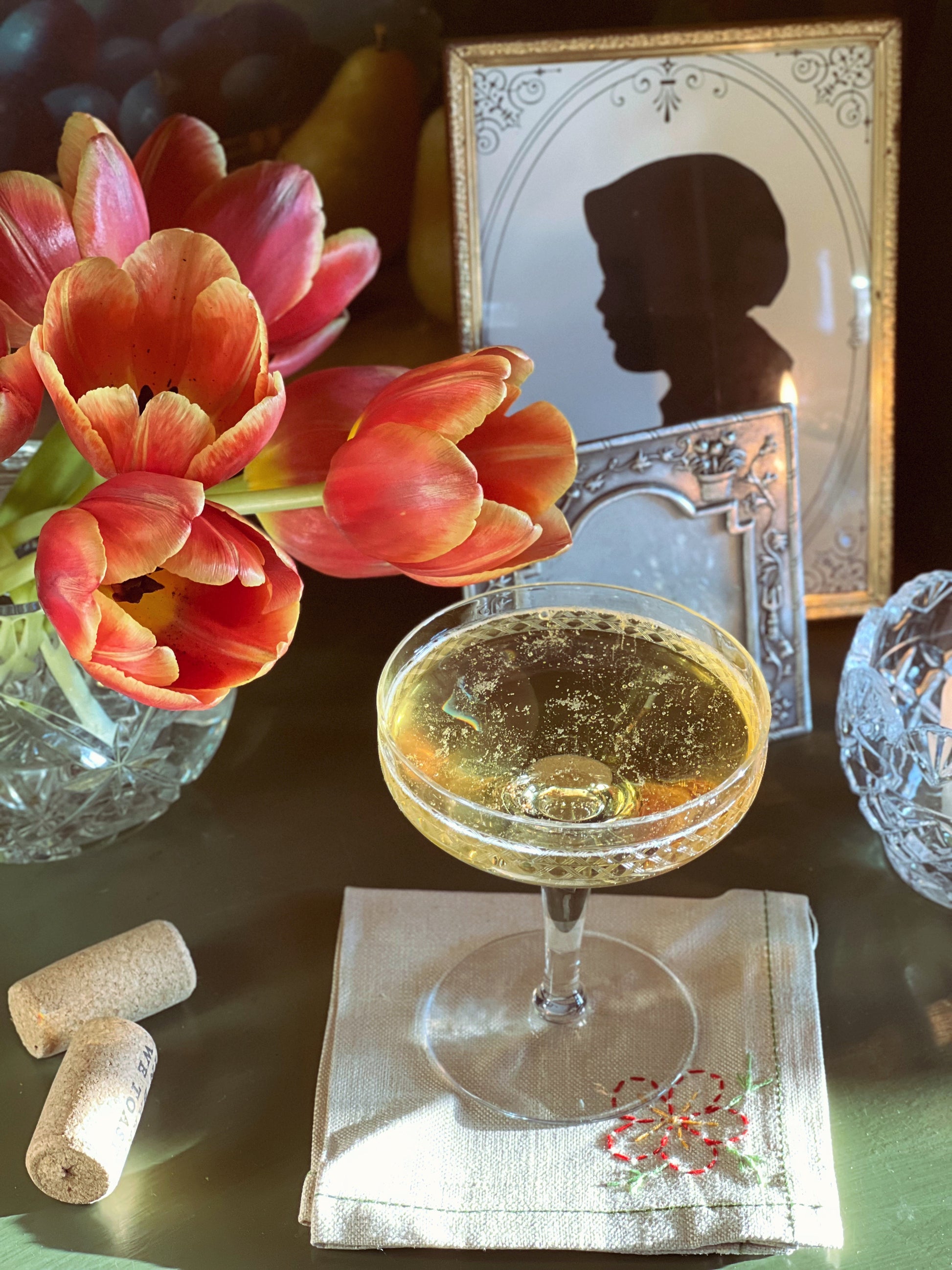 Set of 4 Vintage Embroidered Cocktail Napkins