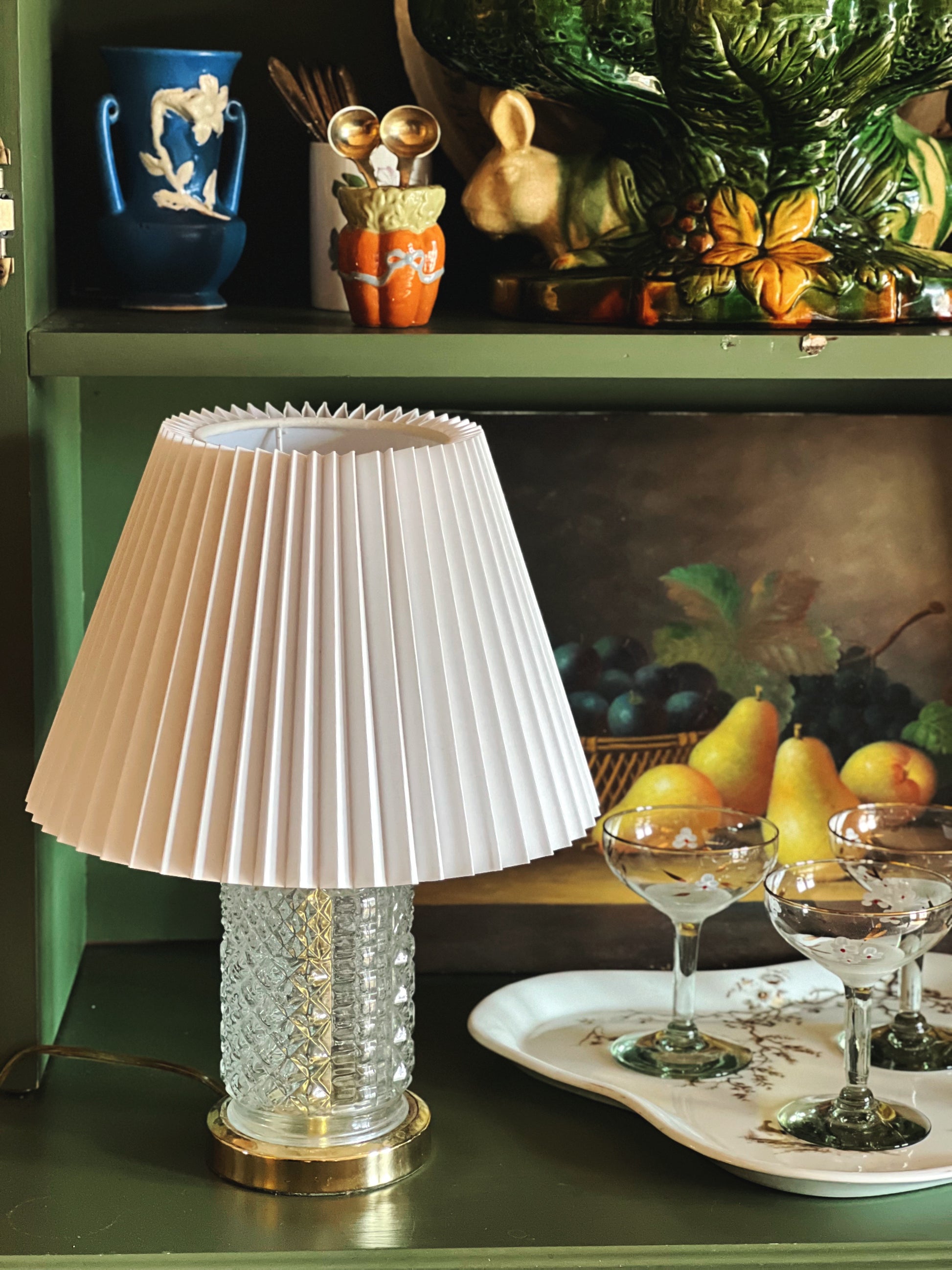 Vintage Cut Glass Gold Table Lamp