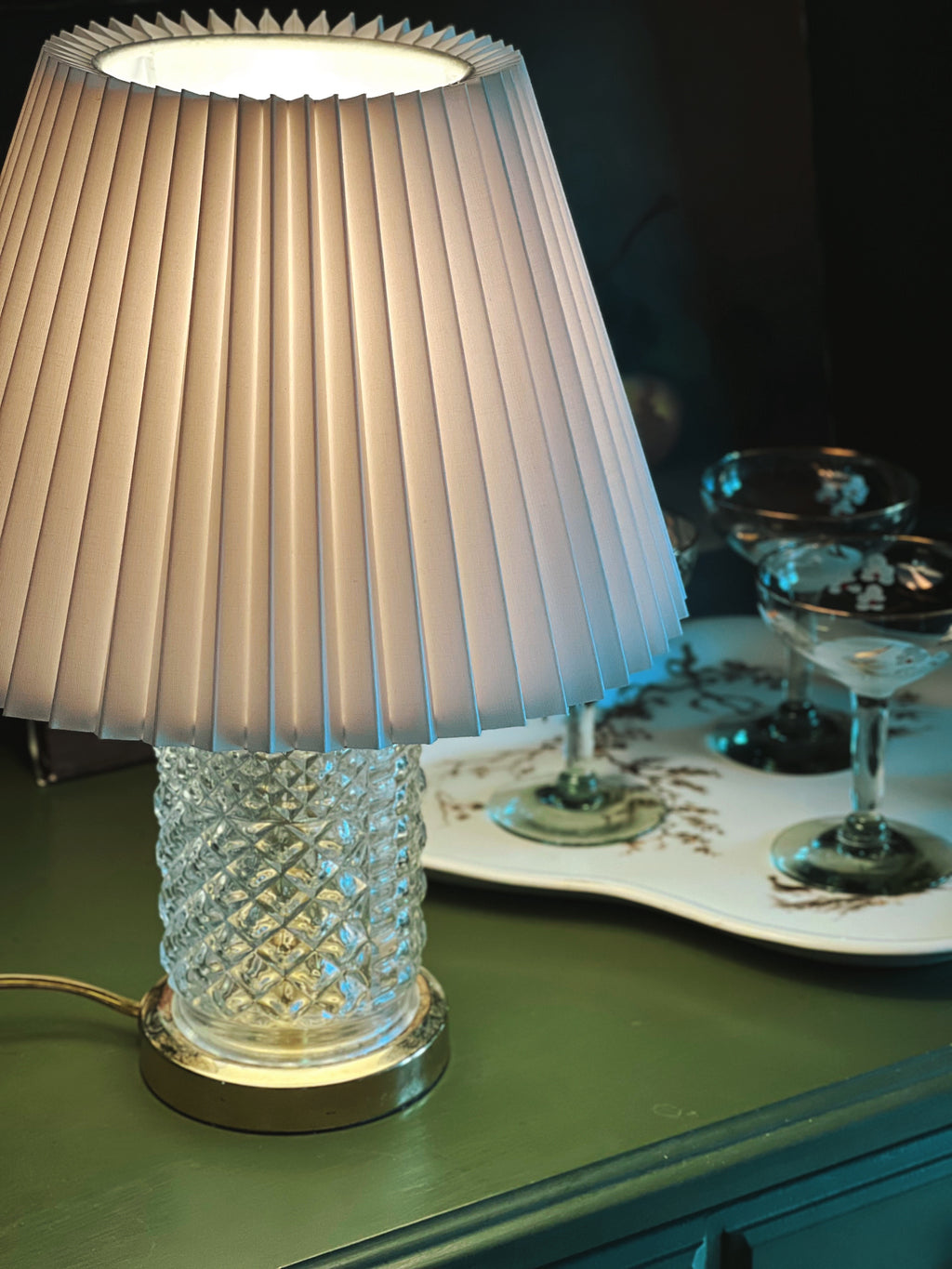 Vintage Cut Glass Gold Table Lamp
