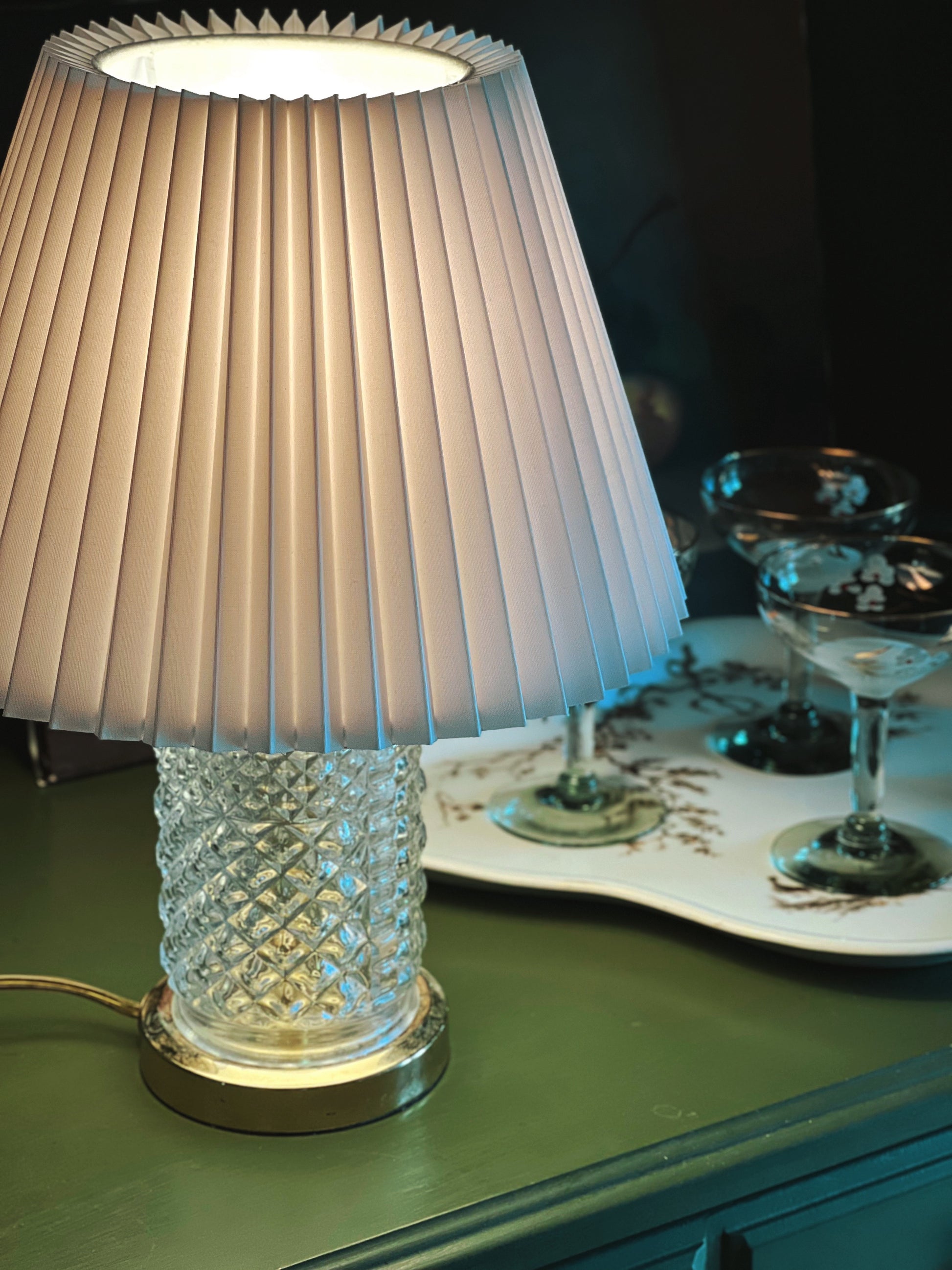 Vintage Cut Glass Gold Table Lamp