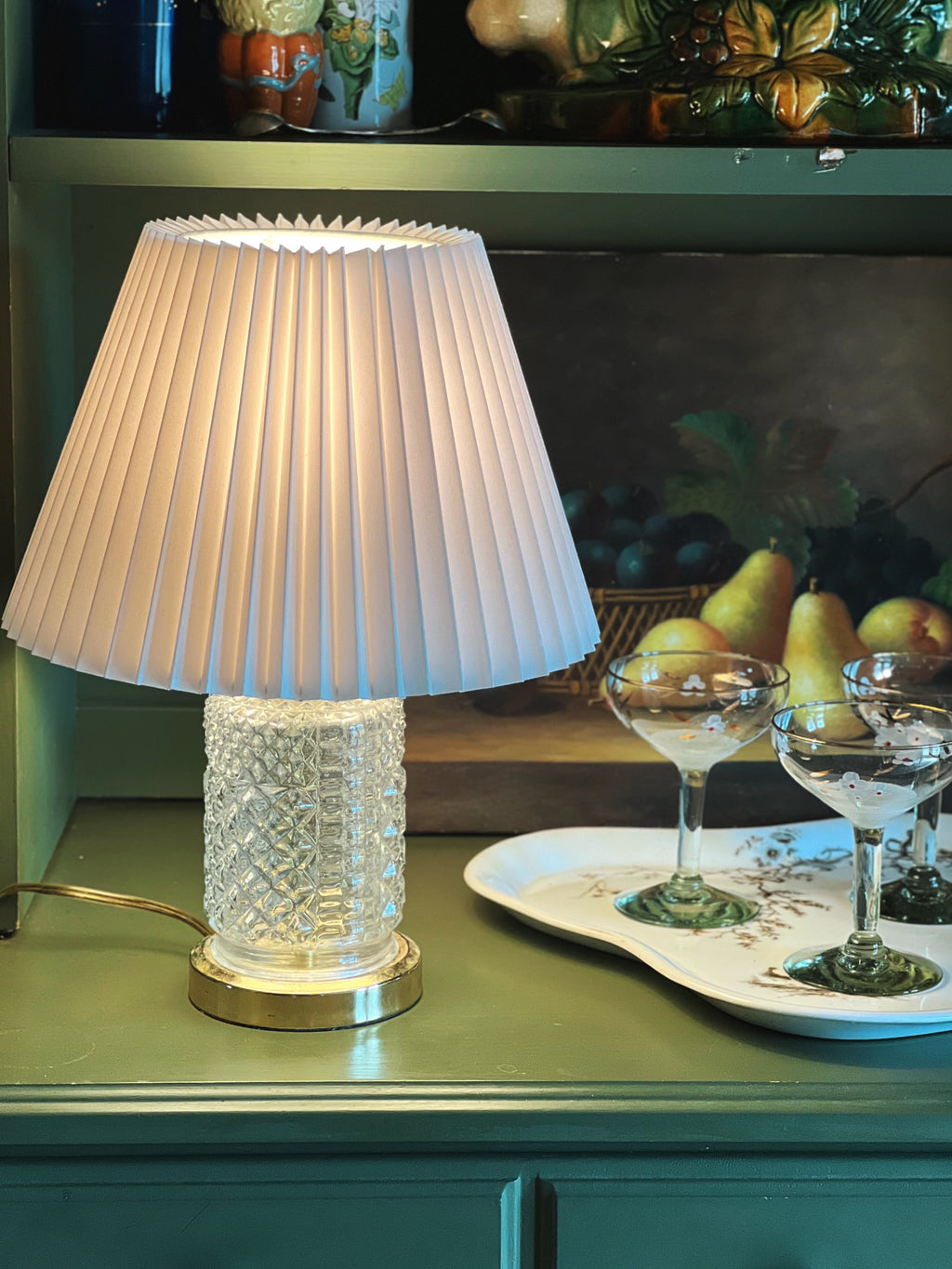 Vintage Cut Glass Gold Table Lamp