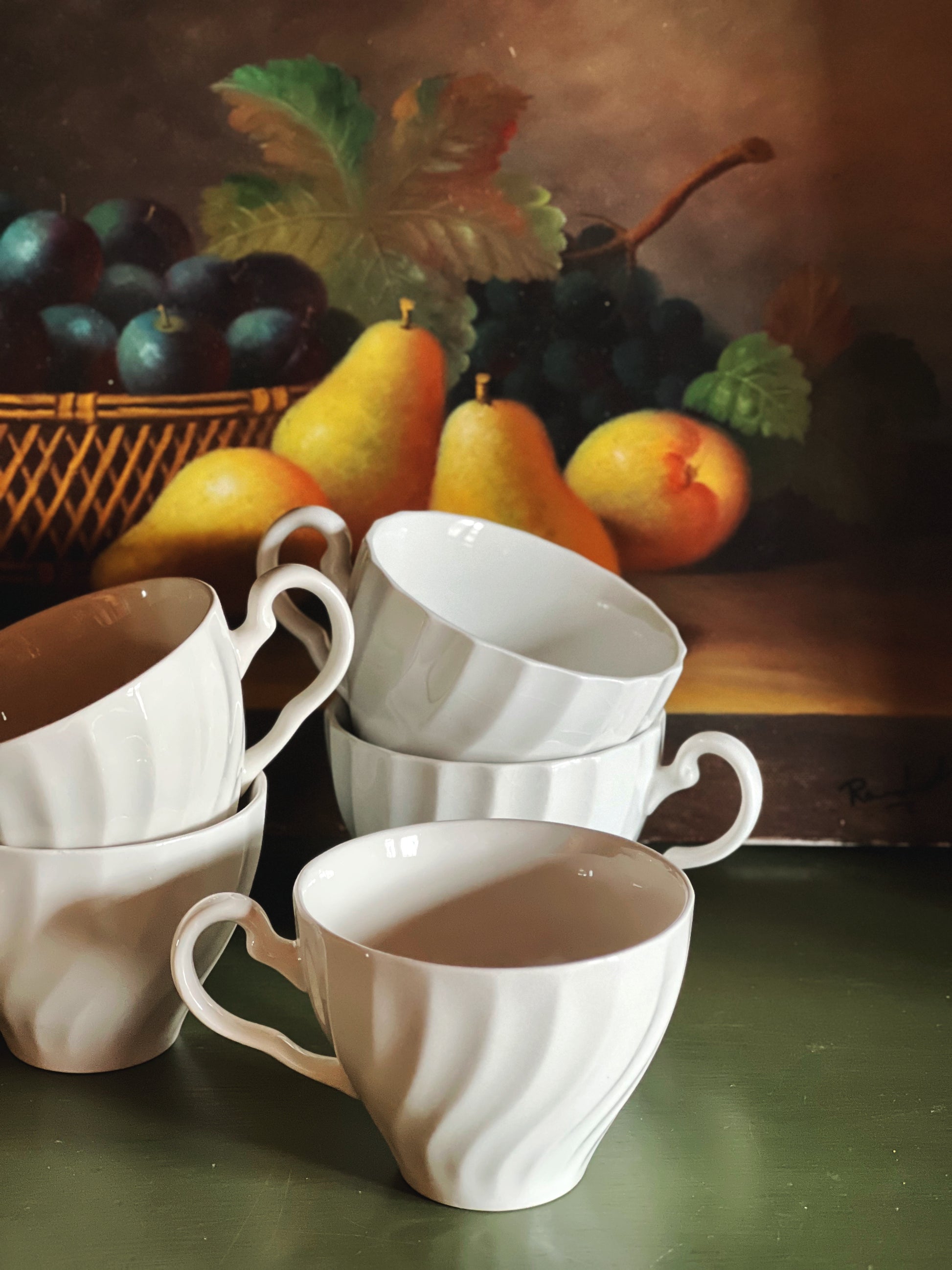 Johnson Brothers Regency White Ironstone Teacup & Saucer | Vintage Open Stock