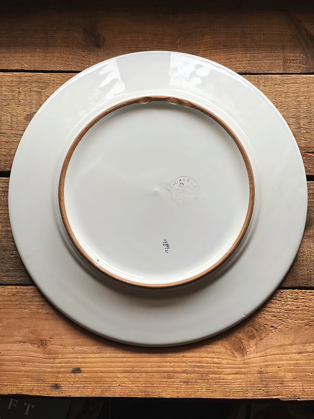 Vintage Italian Hand-Painted Dinner Plate | Blue & White Plaid Ceramic Tableware