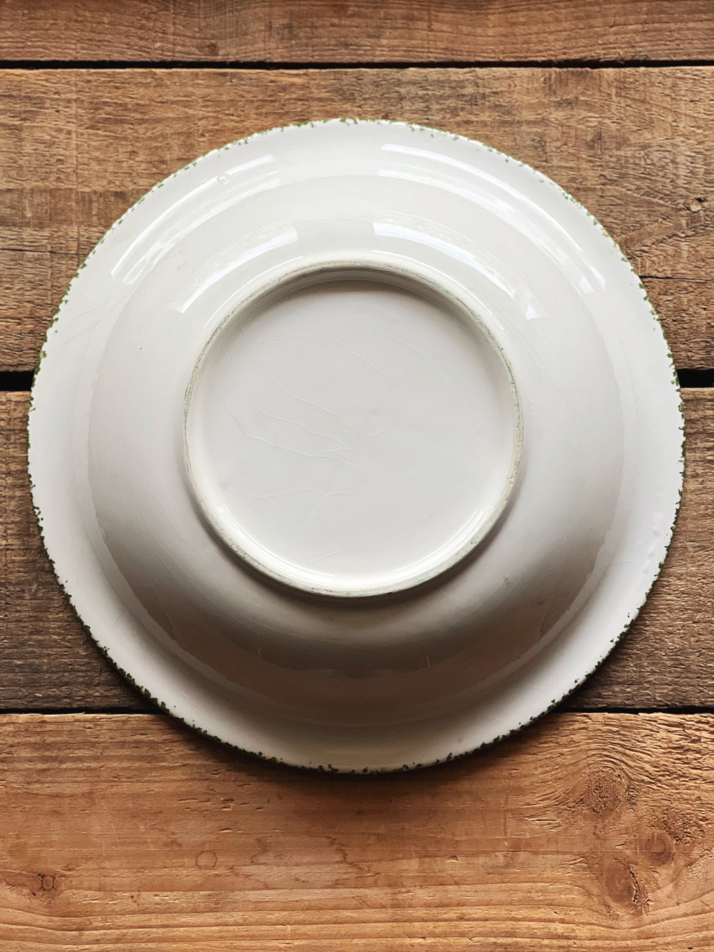 Vintage Vegetable Motif Pasta Bowls, Set of 4 | Green Spongeware Rim Ceramic Bowls