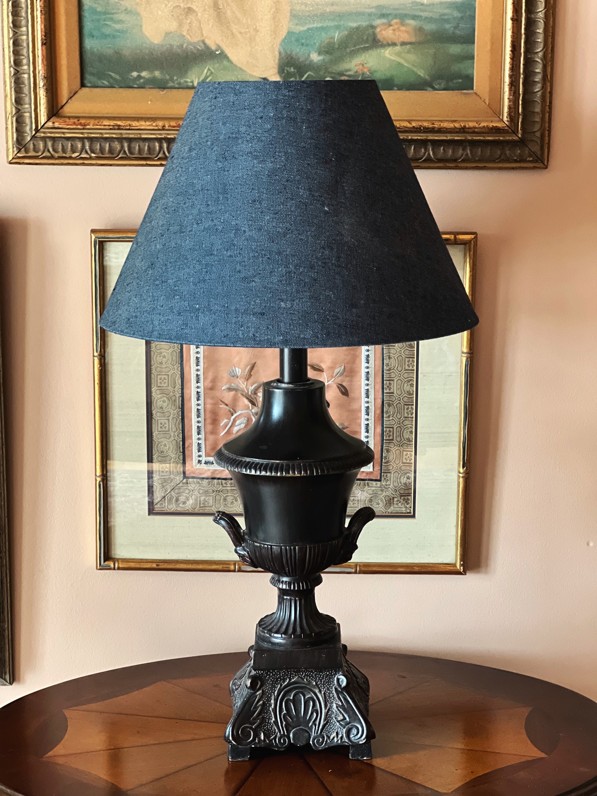 Vintage Neoclassical Metal Urn Table Lamp