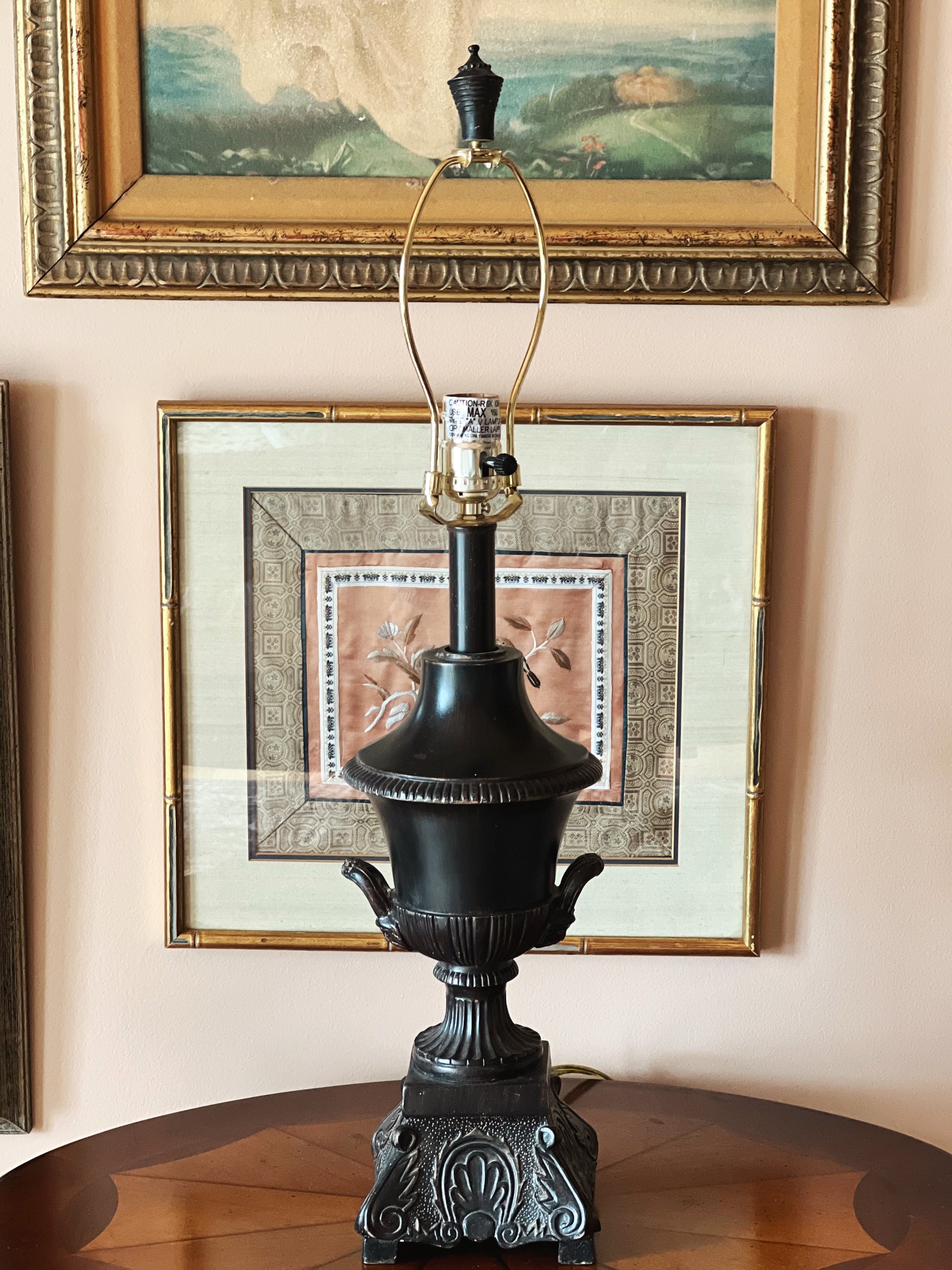 Vintage Neoclassical Metal Urn Table Lamp