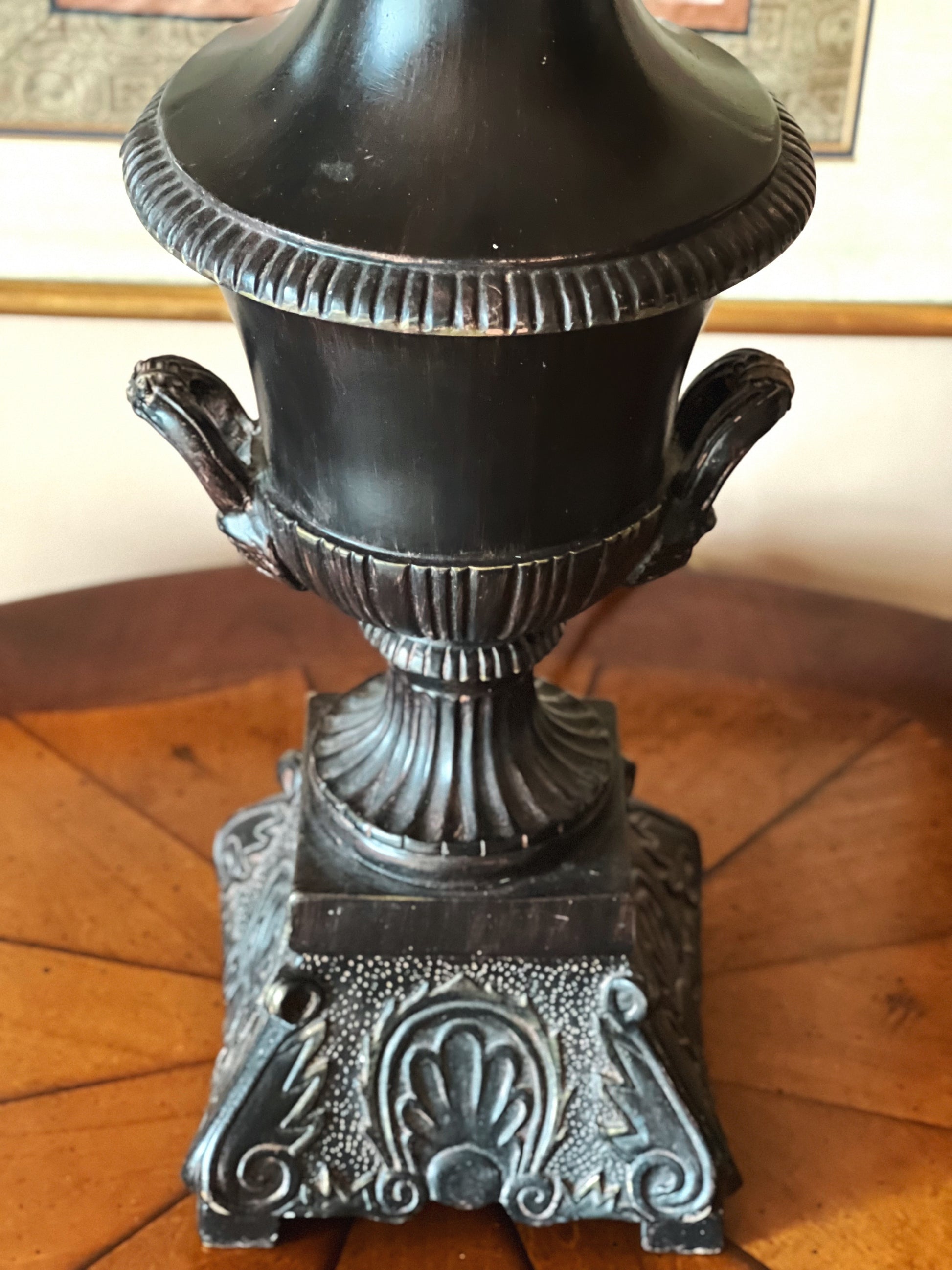 Vintage Neoclassical Metal Urn Table Lamp