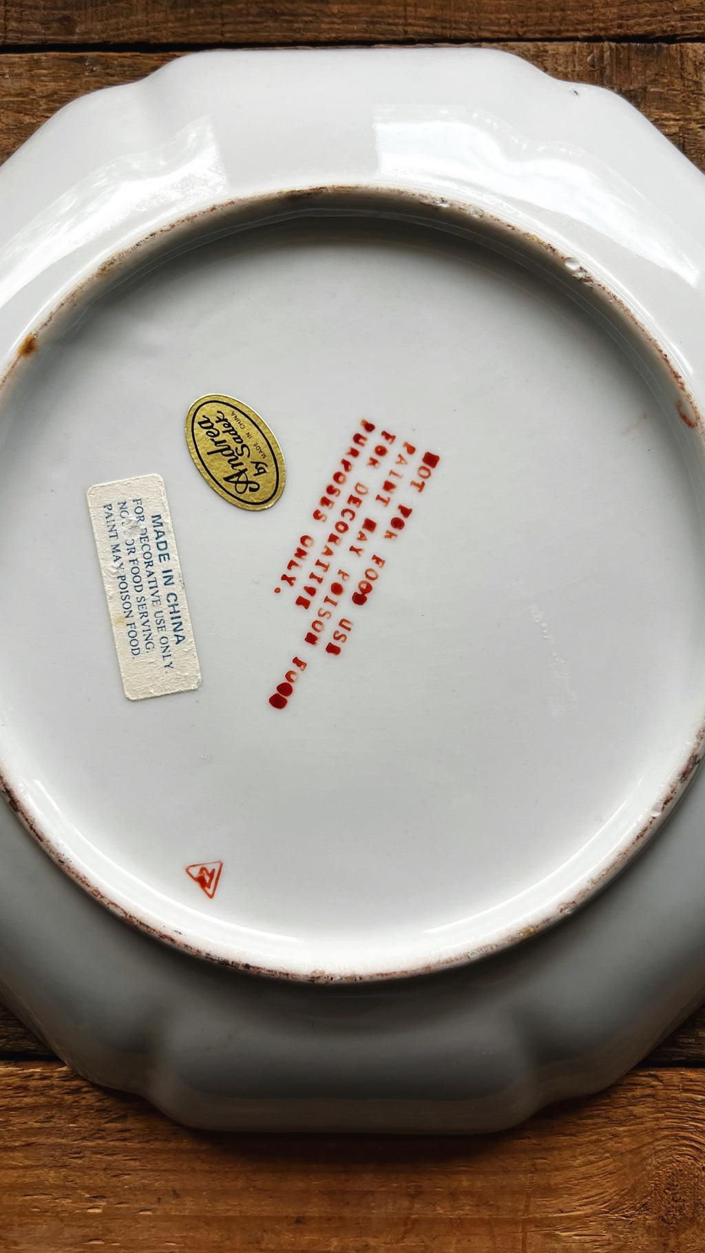Vintage Andrea Sadek Chinoiserie Porcelain Wall Plate | Blue & White with Multicolor Detail