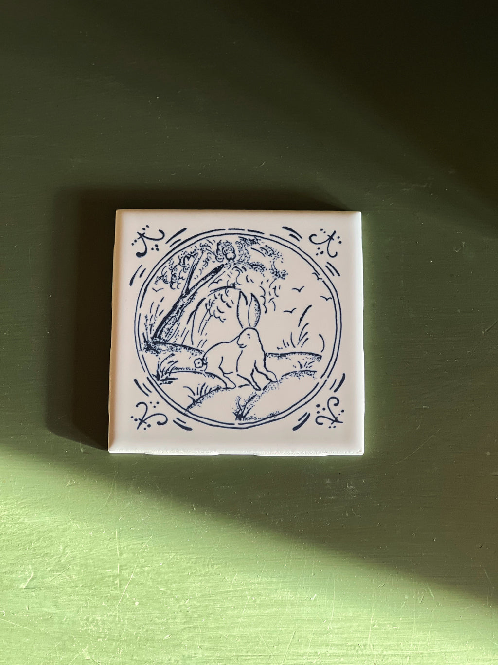 Vintage Delft Style Tile Blue & White Tile | Hand-Painted Look, 4.25" (Sold Individually)