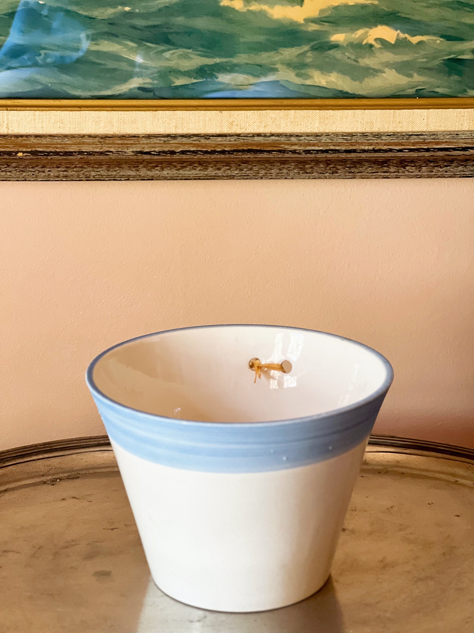 Top view of vintage ceramic cachepot inter