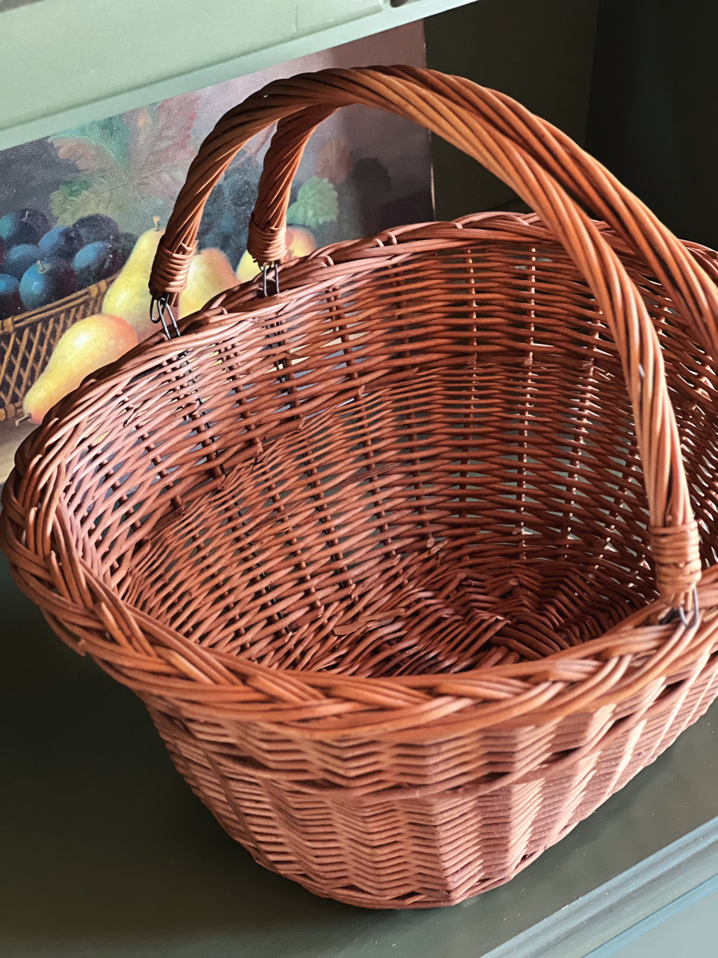 Vintage Two Handle Small Wicker Laundry Basket - Natural Brown