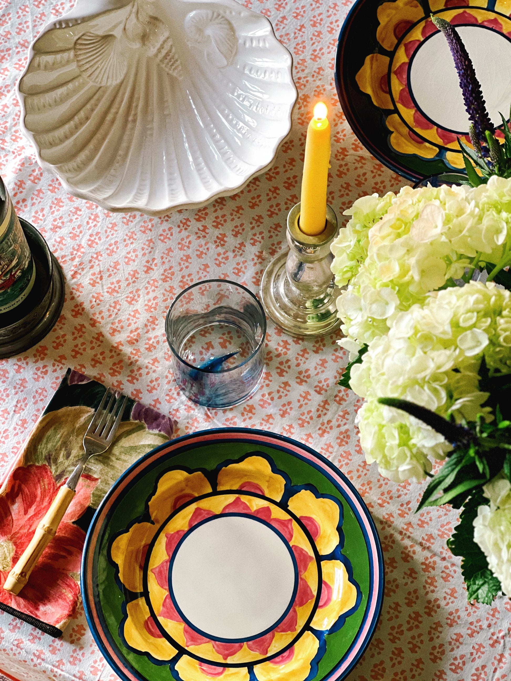 Set of 7 Vintage Floral Cloth Napkins | Bold Vintage Table Linens