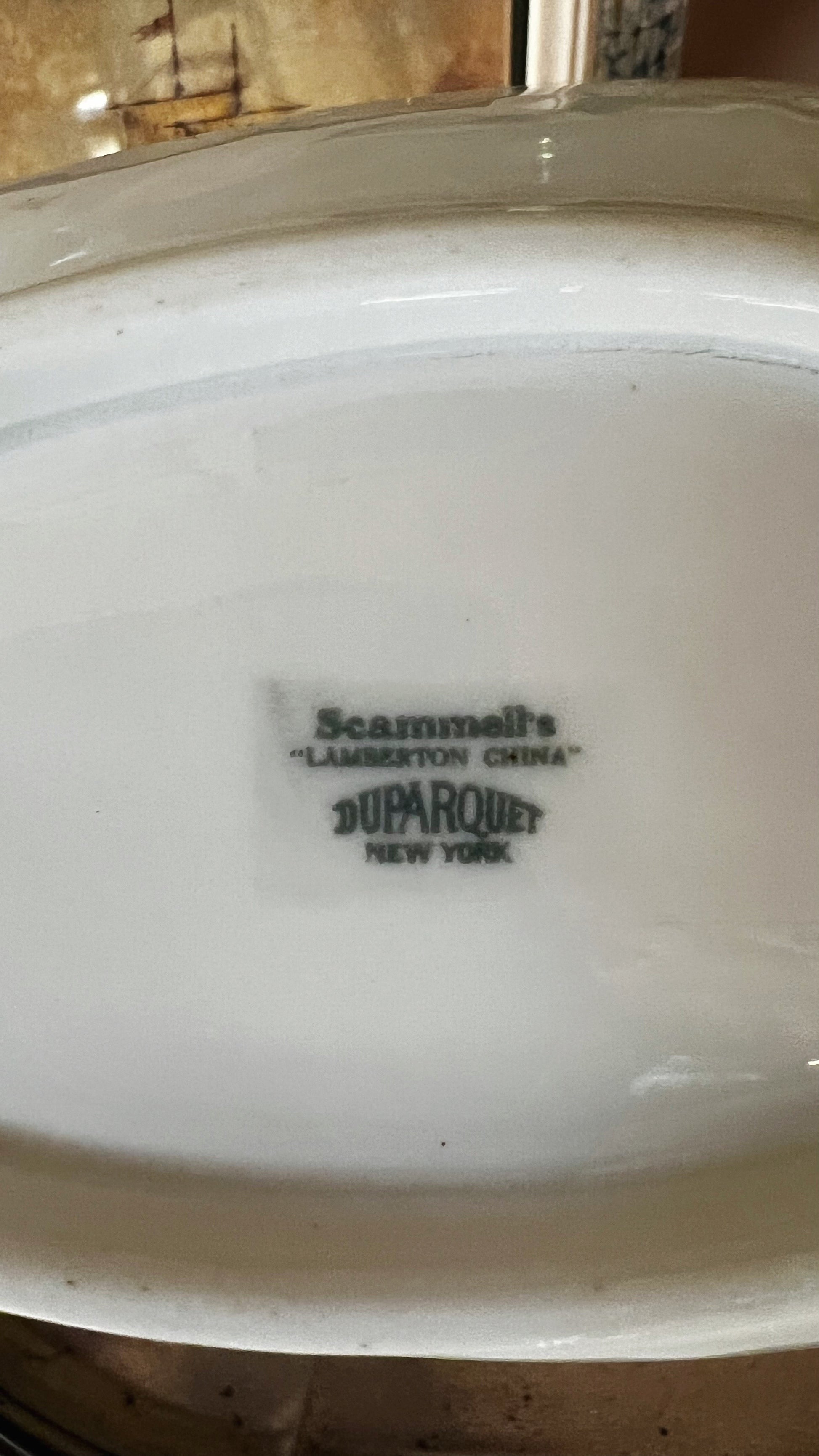 Backstamp of Scammell's Lamberton China Duparquet New York dish