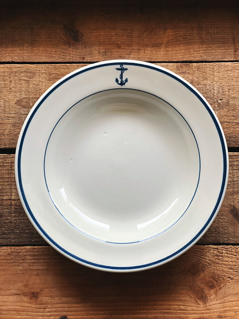 Vintage Shenango China anchor rim soup bowl navy nautical design