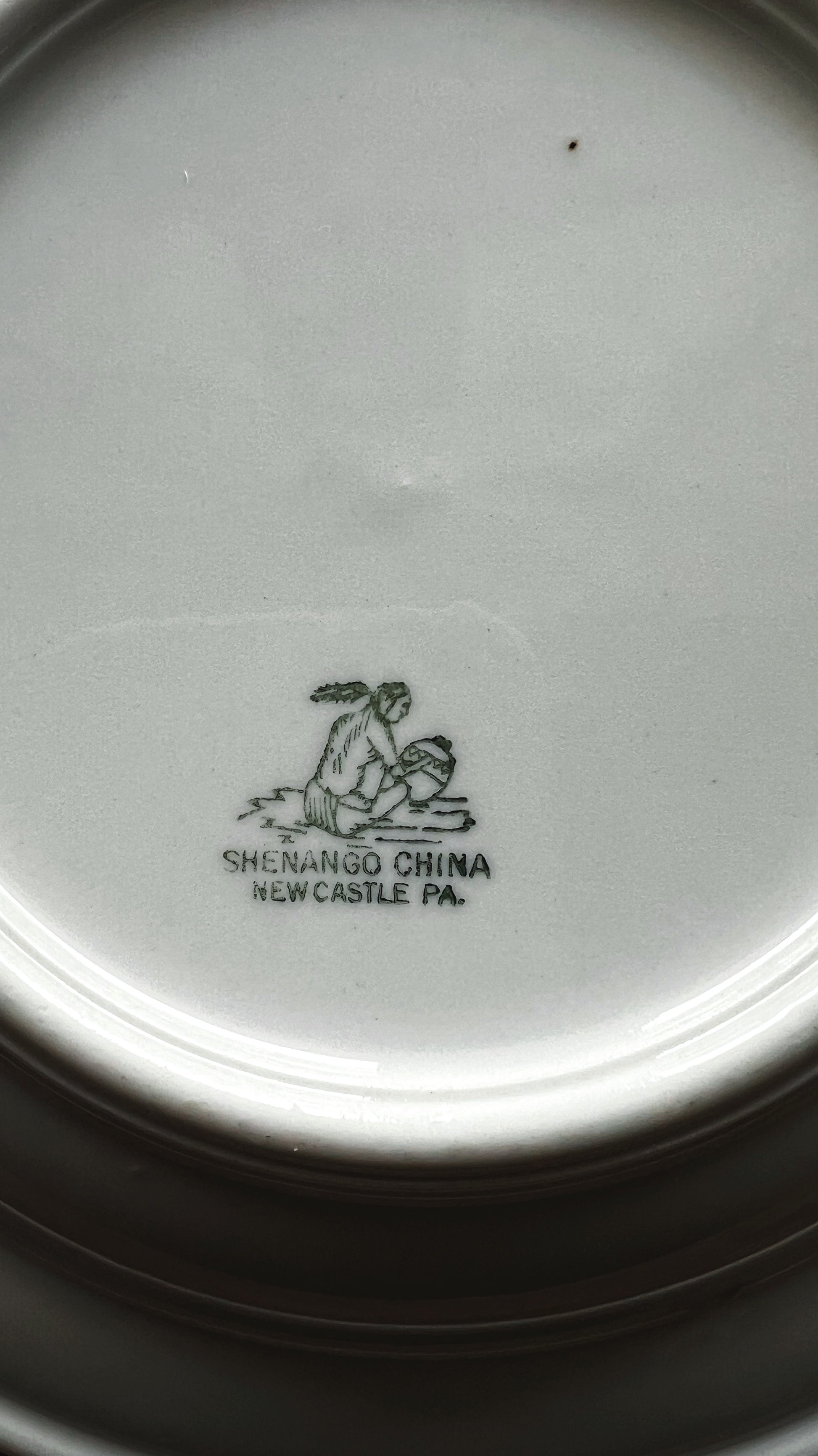 Close up of back-stamp on vintage Shenango bowl