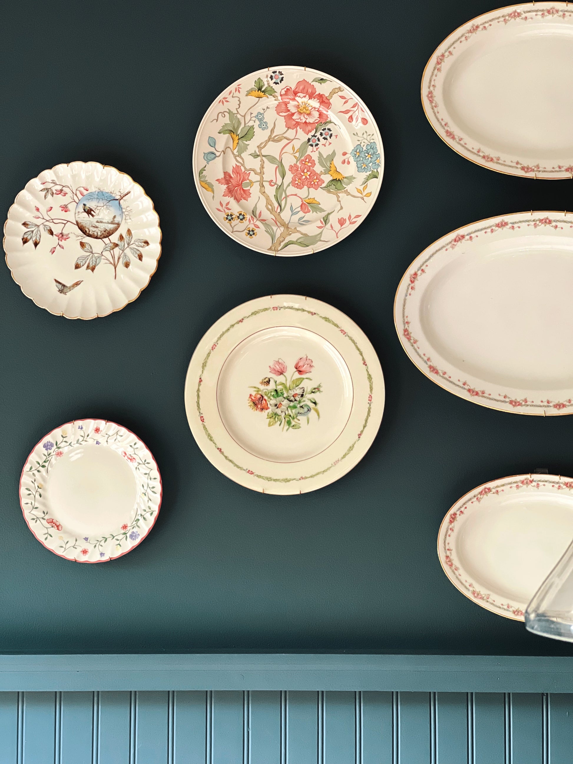 vintage floral plate wall featuring Haviland Garden Flower dinner plate