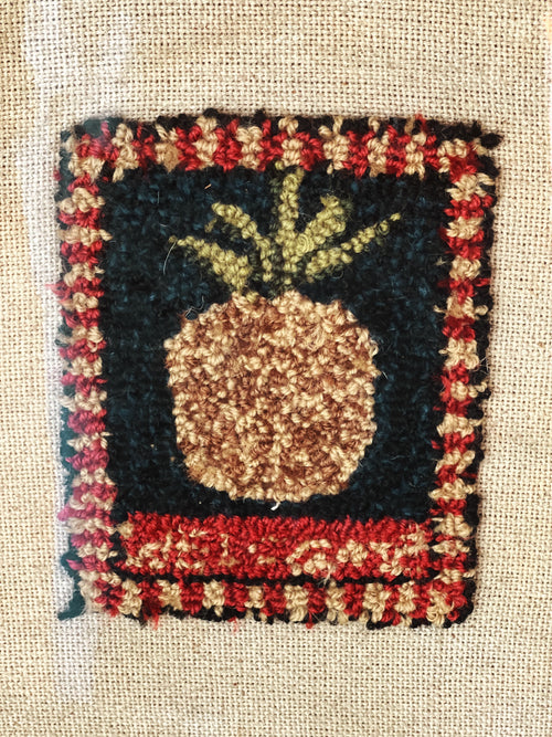 Close-up of Barb Kemp punch needle embroidery textile print showing detailed stitched design and rich texture