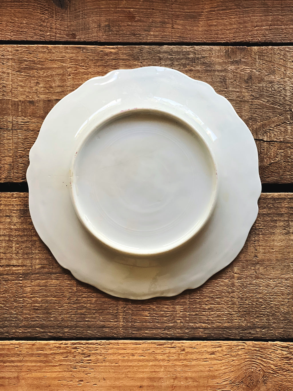 underside of vintage bone china plate unmarked