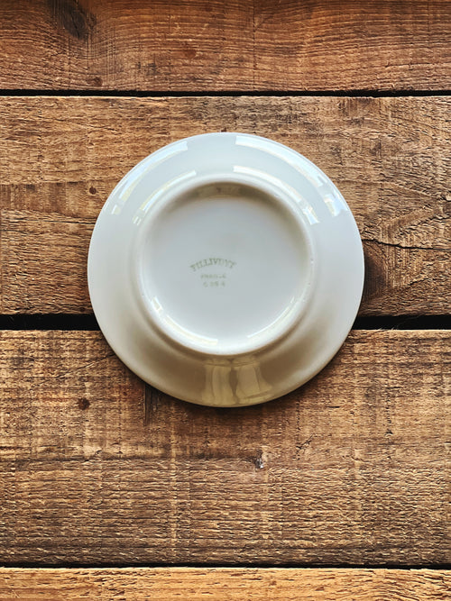 Small vintage French porcelain saucer for teacup in classic white finish