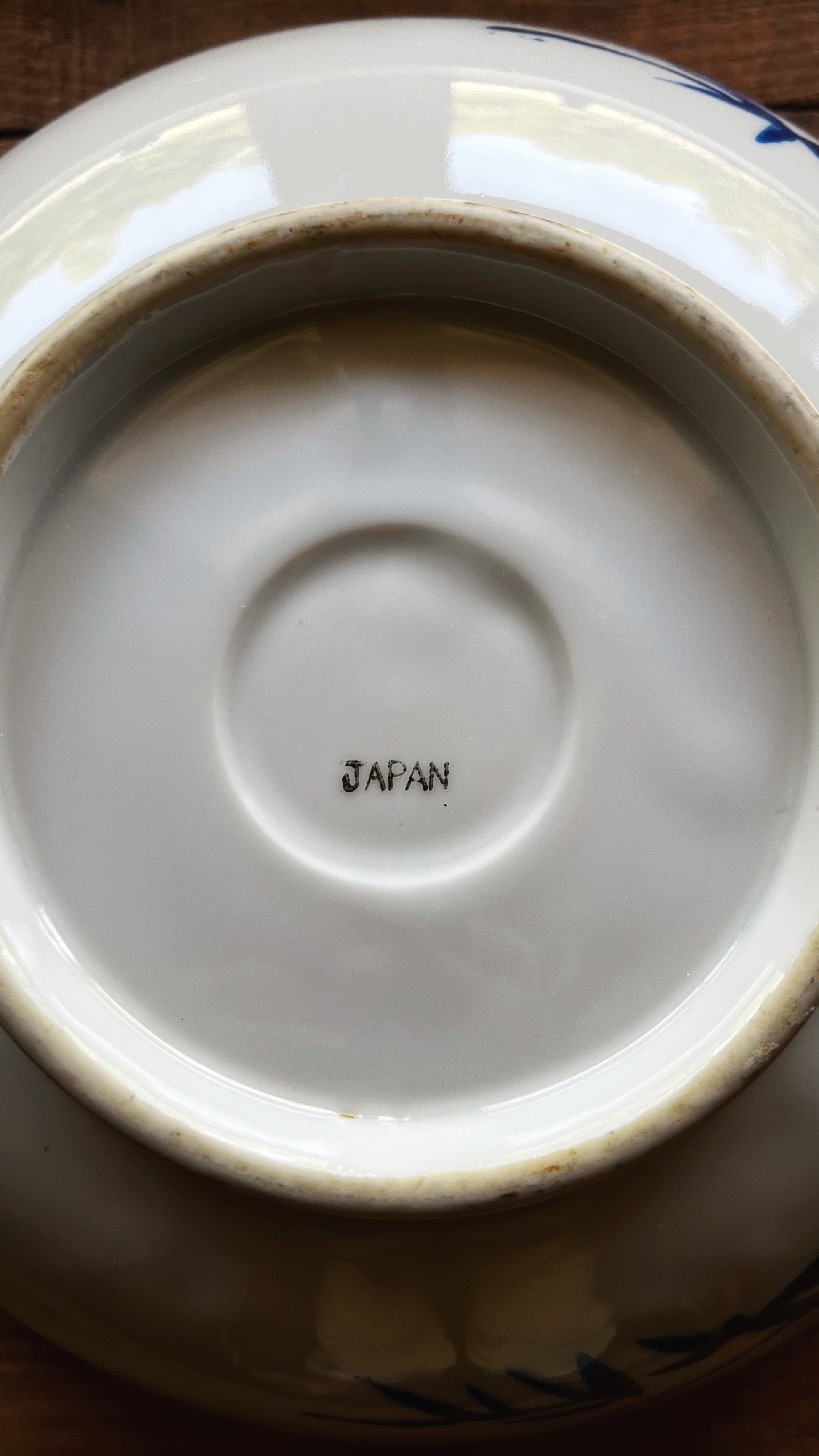 Close up hand painted Imari bowl maker's mark
