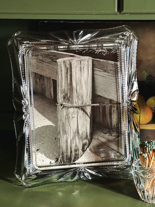 coastal image displayed in vintage crystal frame