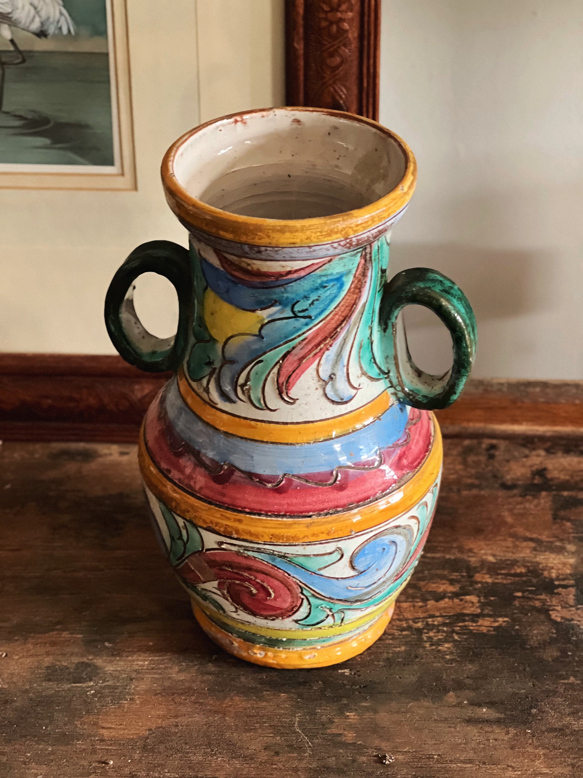 close up of hand painted ceramic pattern and texture