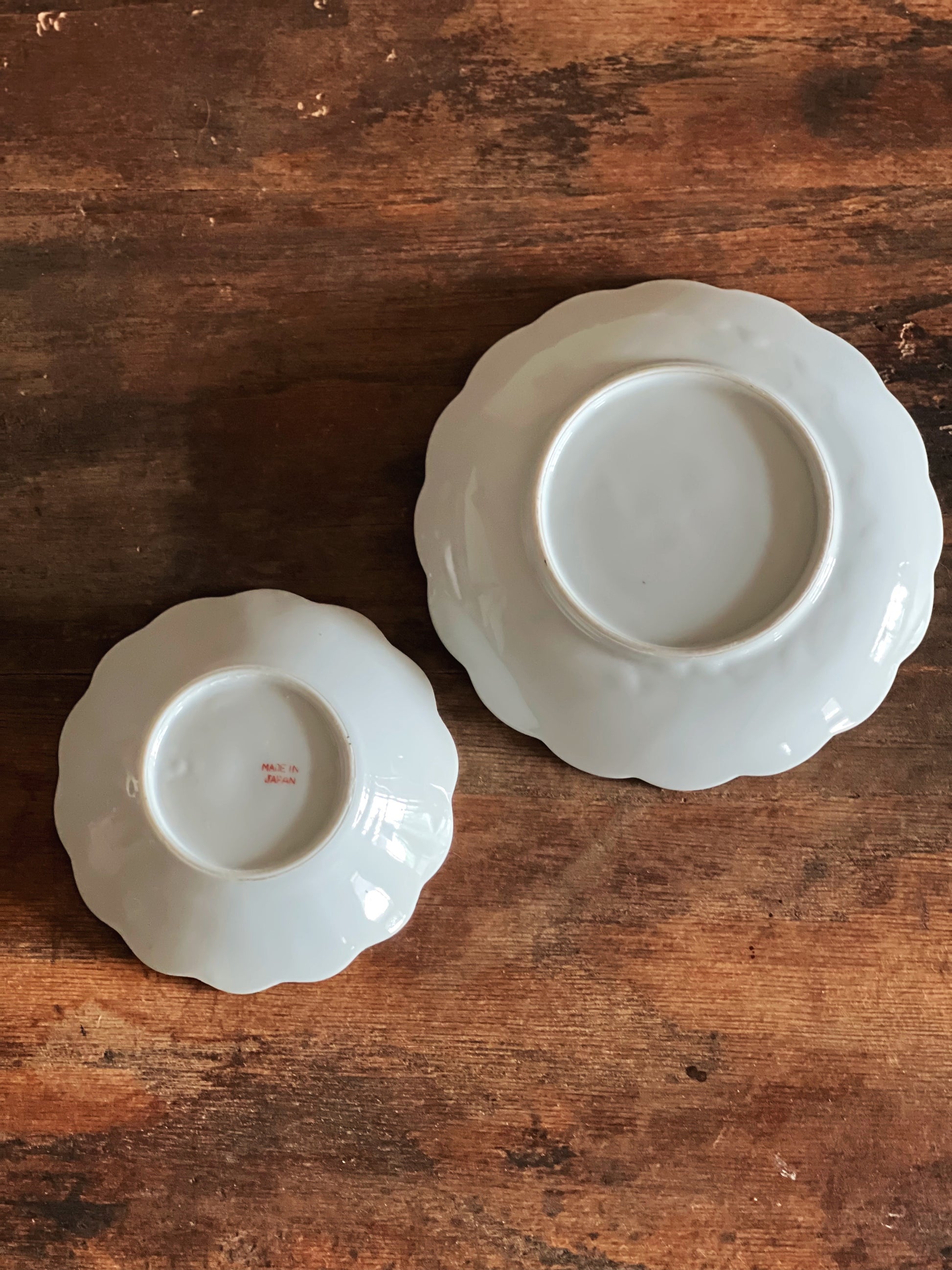 underside of vintage dishes showing markings