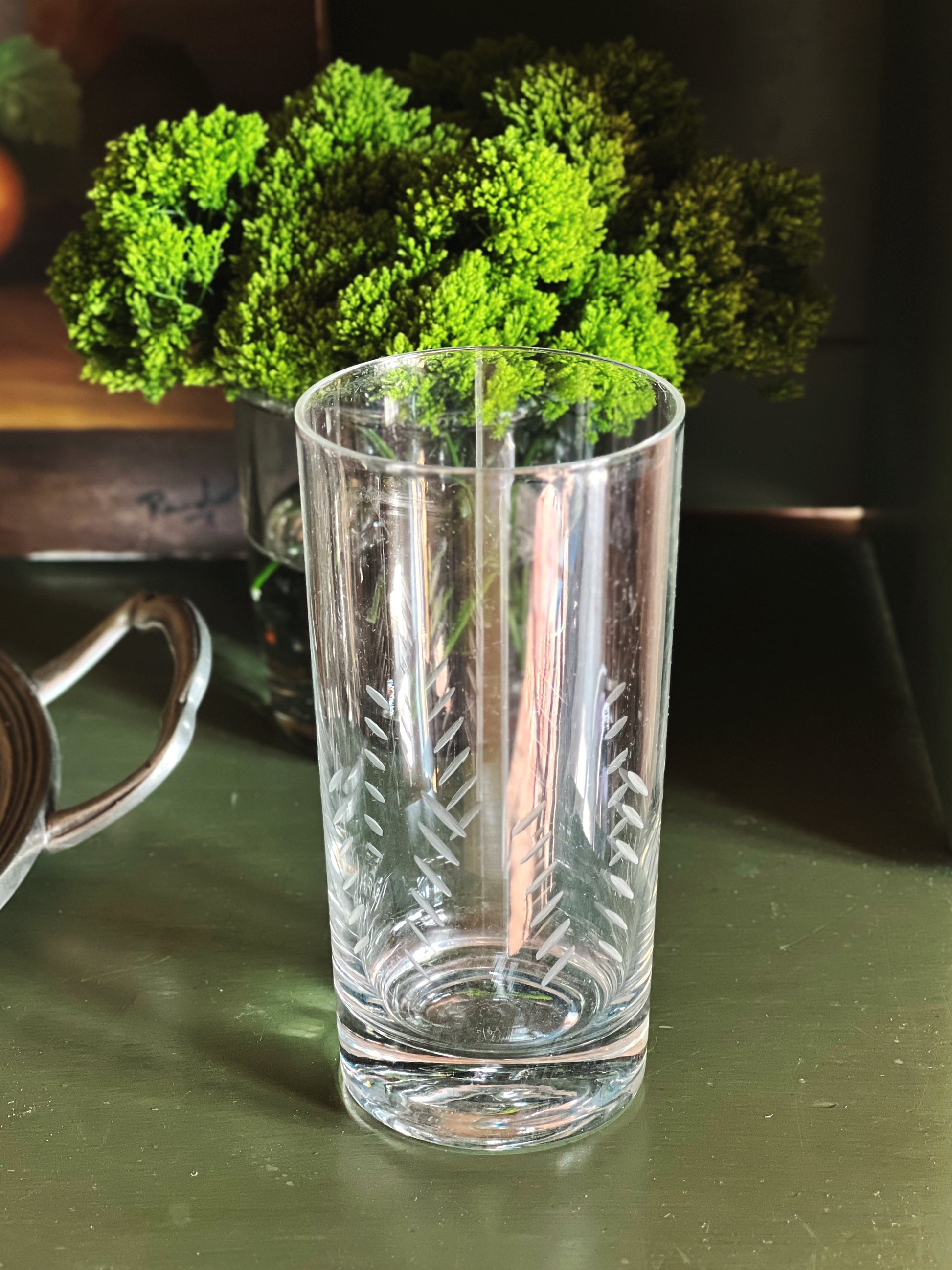 Vintage etched highball glass