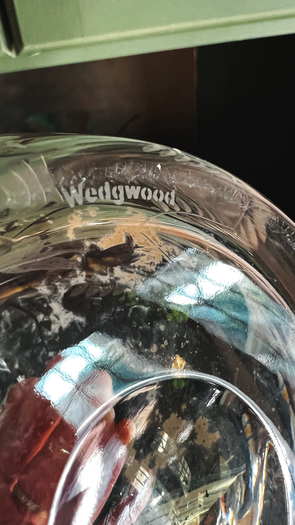 Close-up of a Wedgwood glass with a blurred background