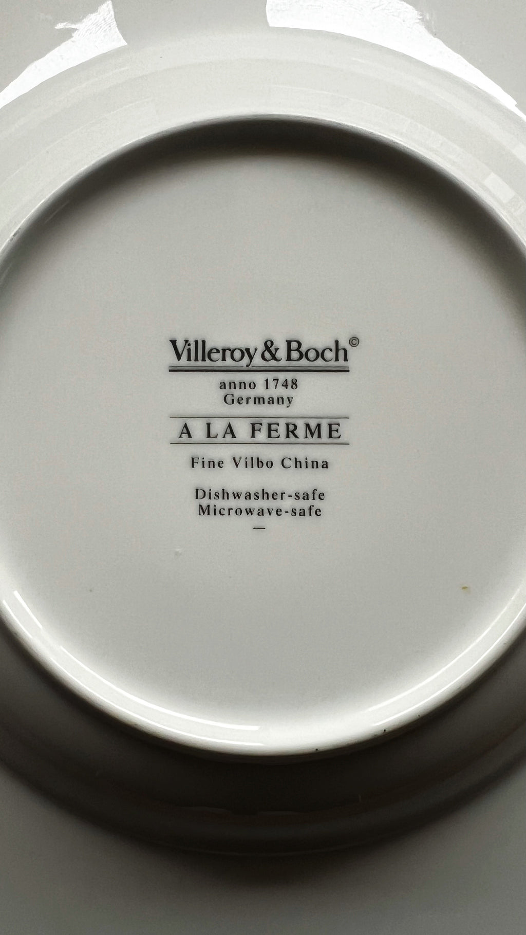 Villeroy & Boch plate with branding and product details on a white background