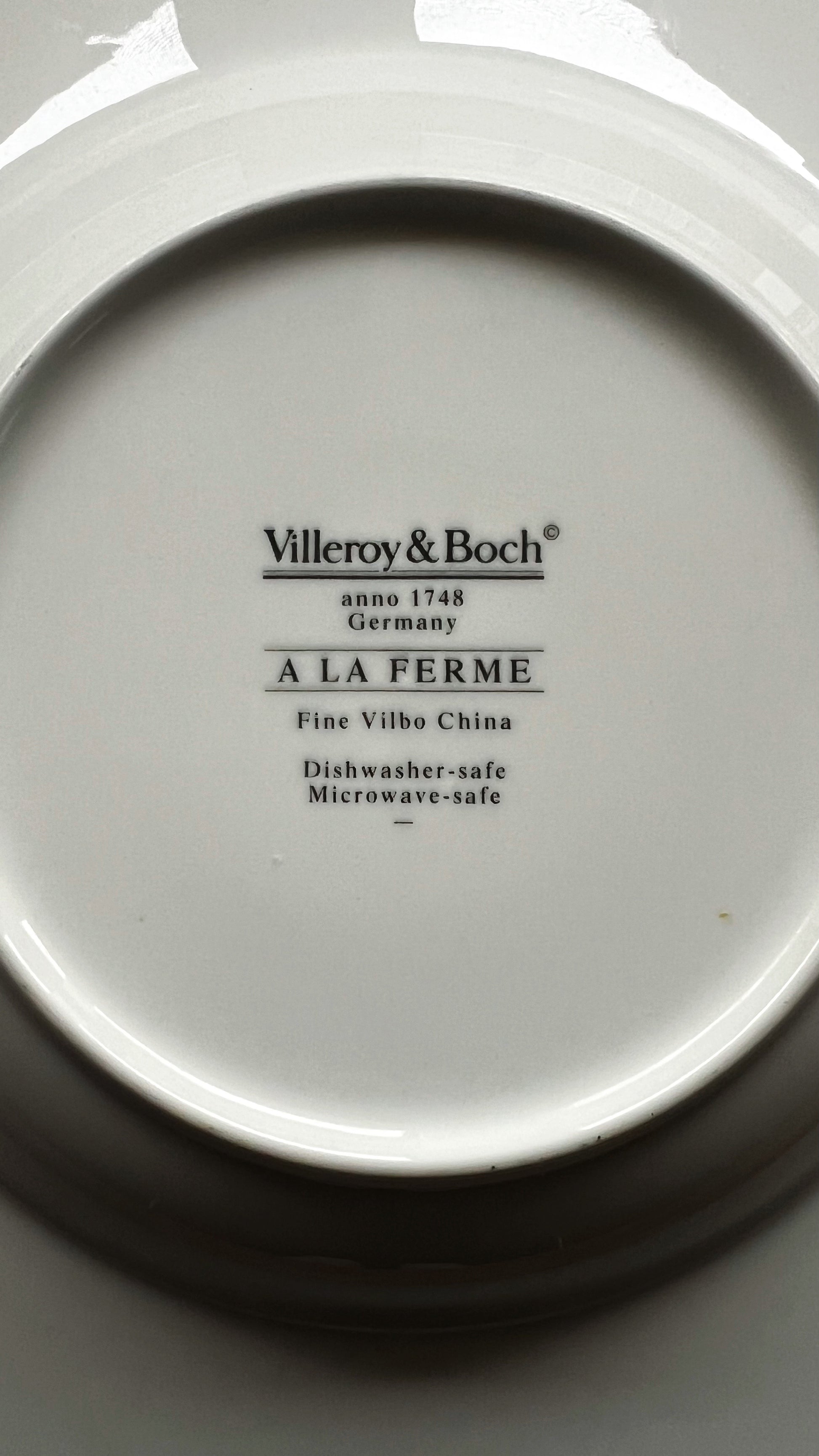 Villeroy & Boch plate with branding and product details on a white background