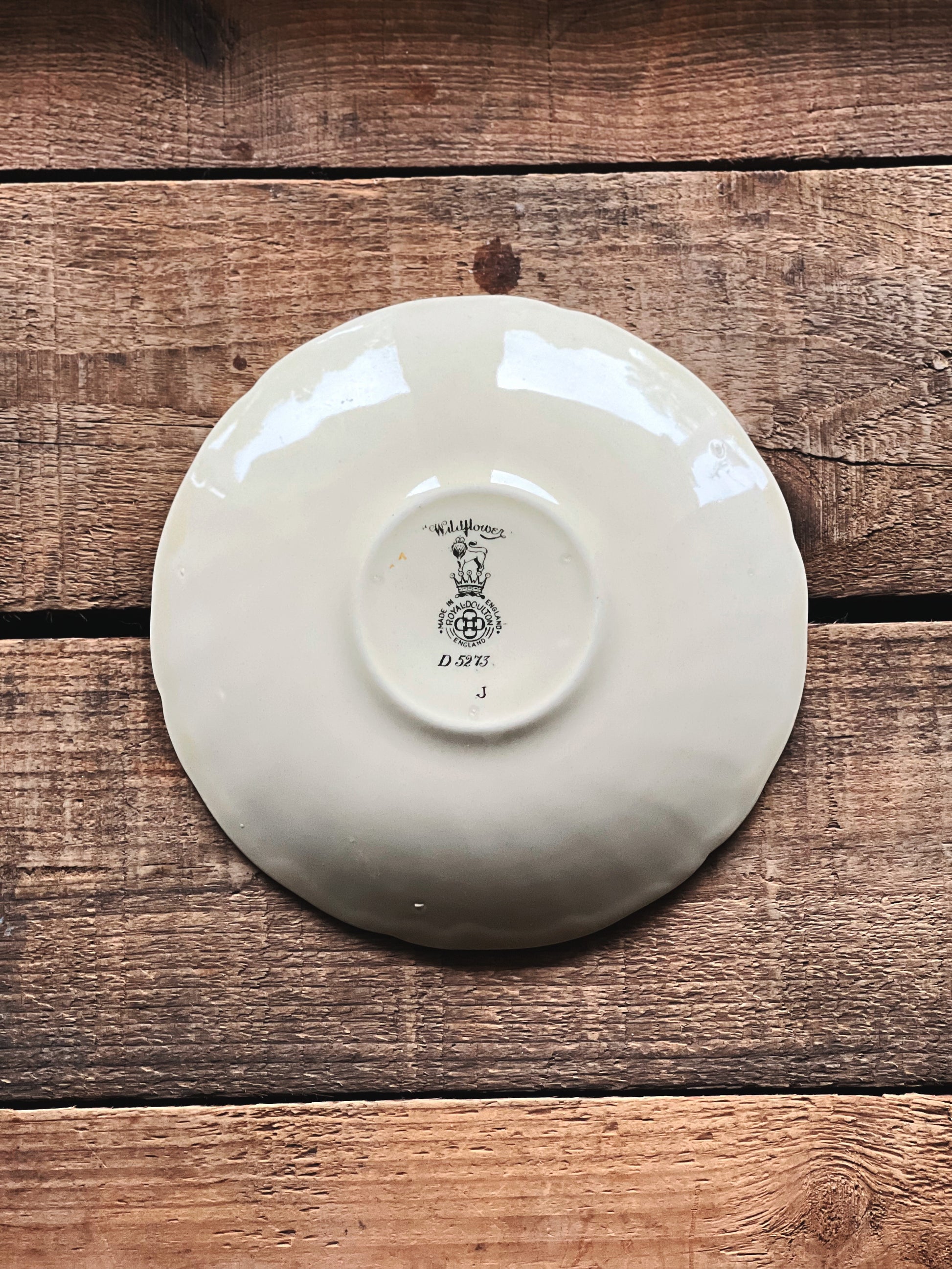 Backstamp on vintage ROYAL DOULTON Wildflowers saucer