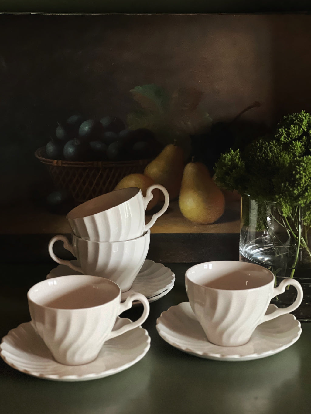 Vintage Regency ironstone teacup & saucer with scalloped edge detail by Johnson Brothers