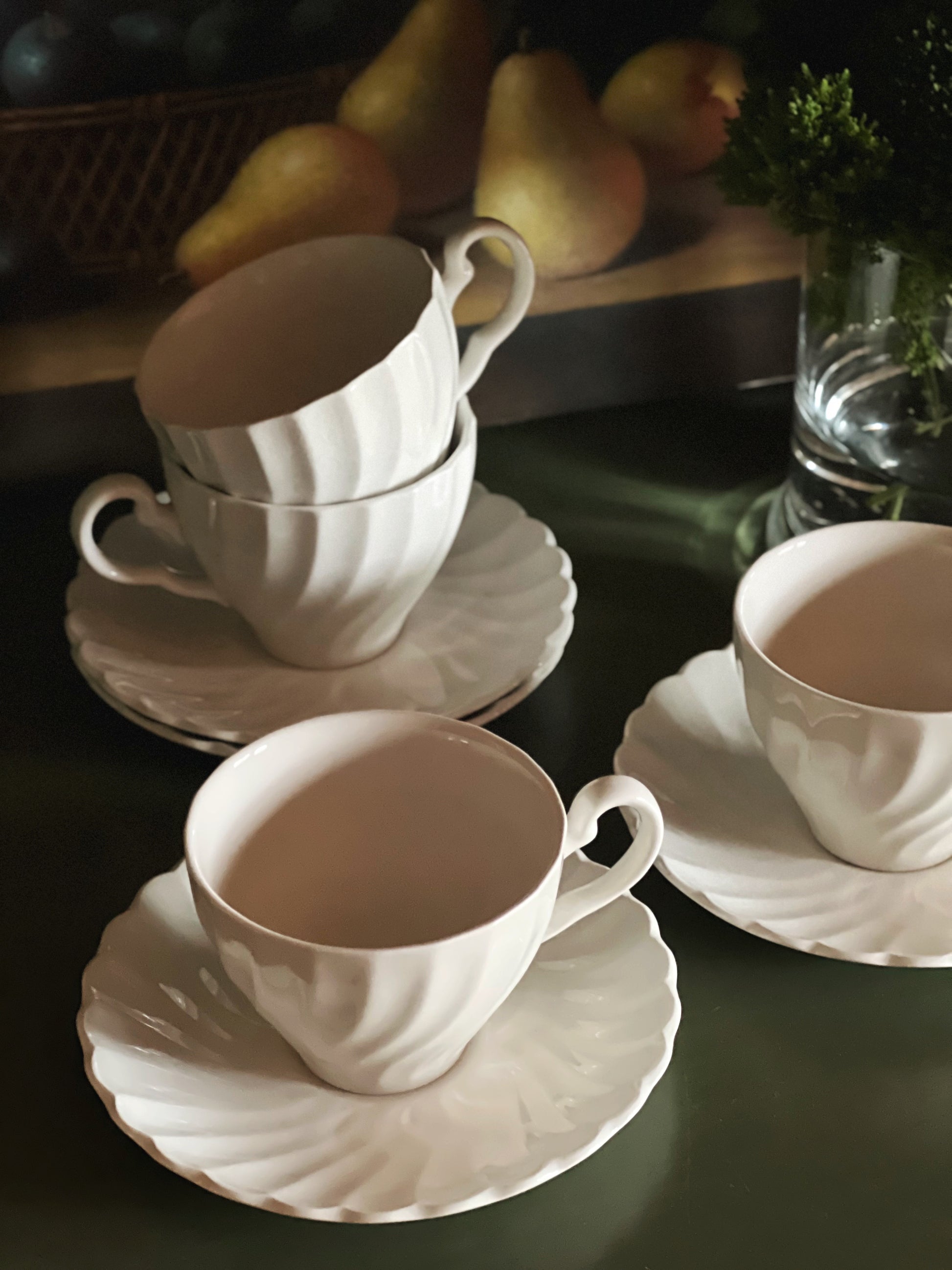 Johnson Brothers Regency White Ironstone Teacup & Saucer | Vintage Open Stock