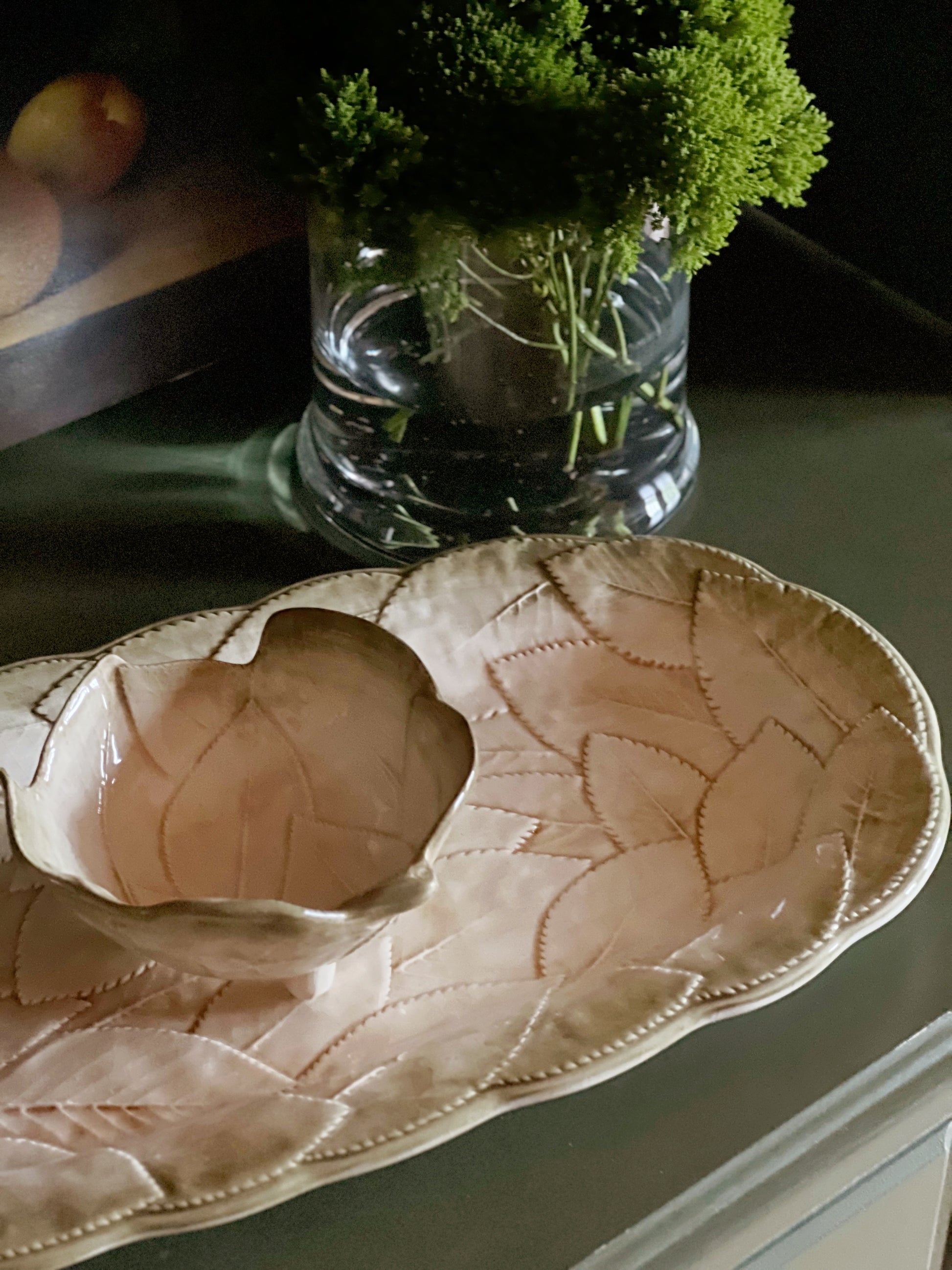 Vintage Italian ceramic platter styled for relaxed European-inspired entertaining 
