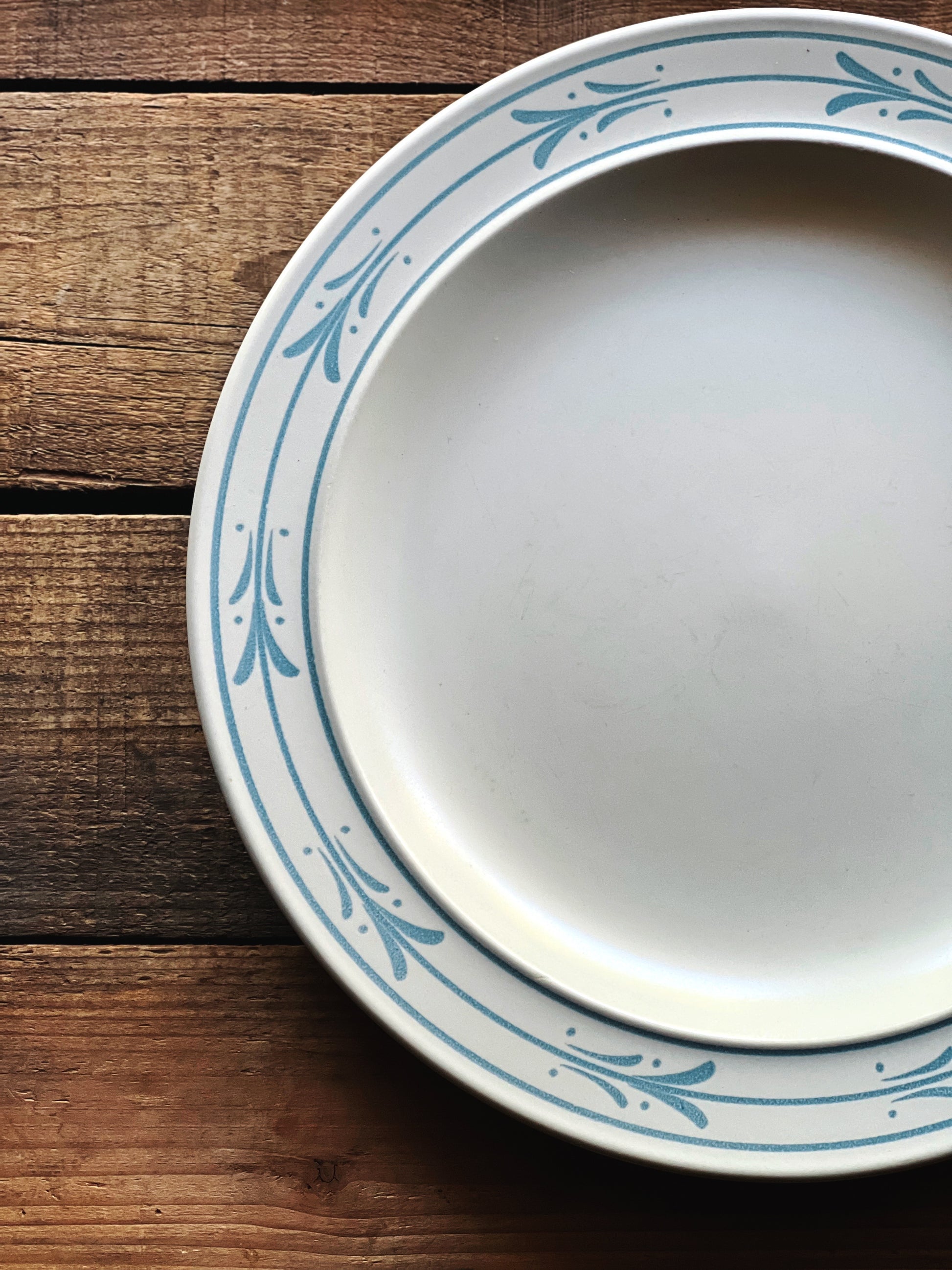 Vintage Japanese Blue Leaf Stoneware Dinner Plate
