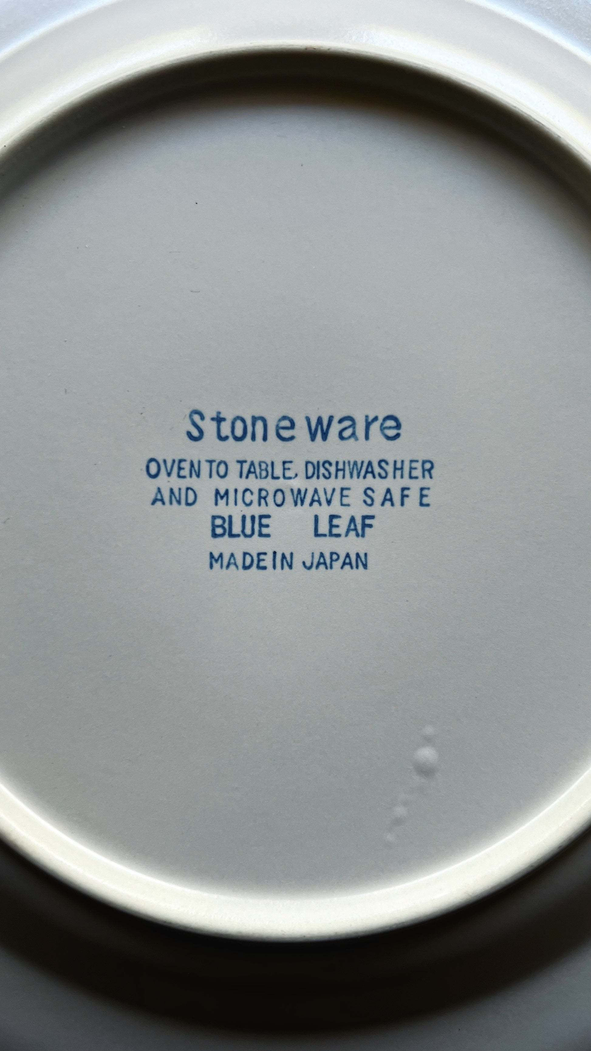 Vintage Japanese Blue Leaf Stoneware Dinner Plate
