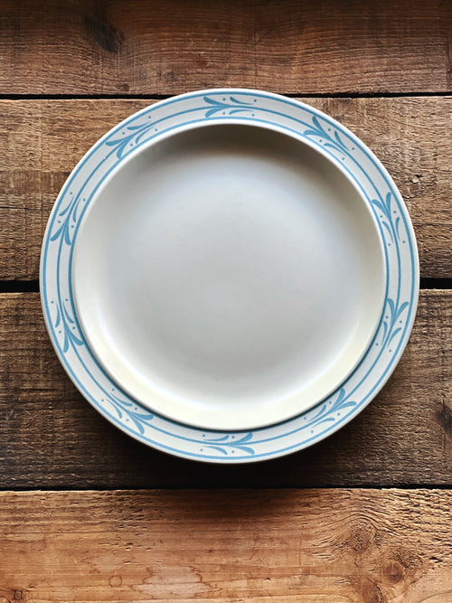 overhead view of a Blue Leaf Japan stoneware salad plate