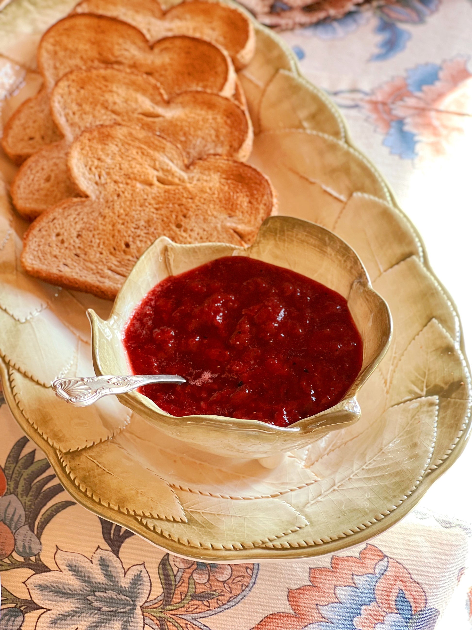 Two Piece Italian Ceramic Leaf Platter & Sauce Bowl Set