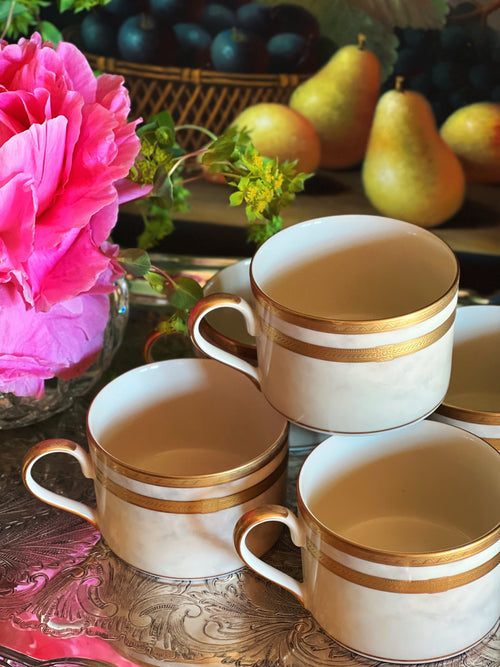 Ivory marbled Oscar de la Renta coffee cups made in Japan